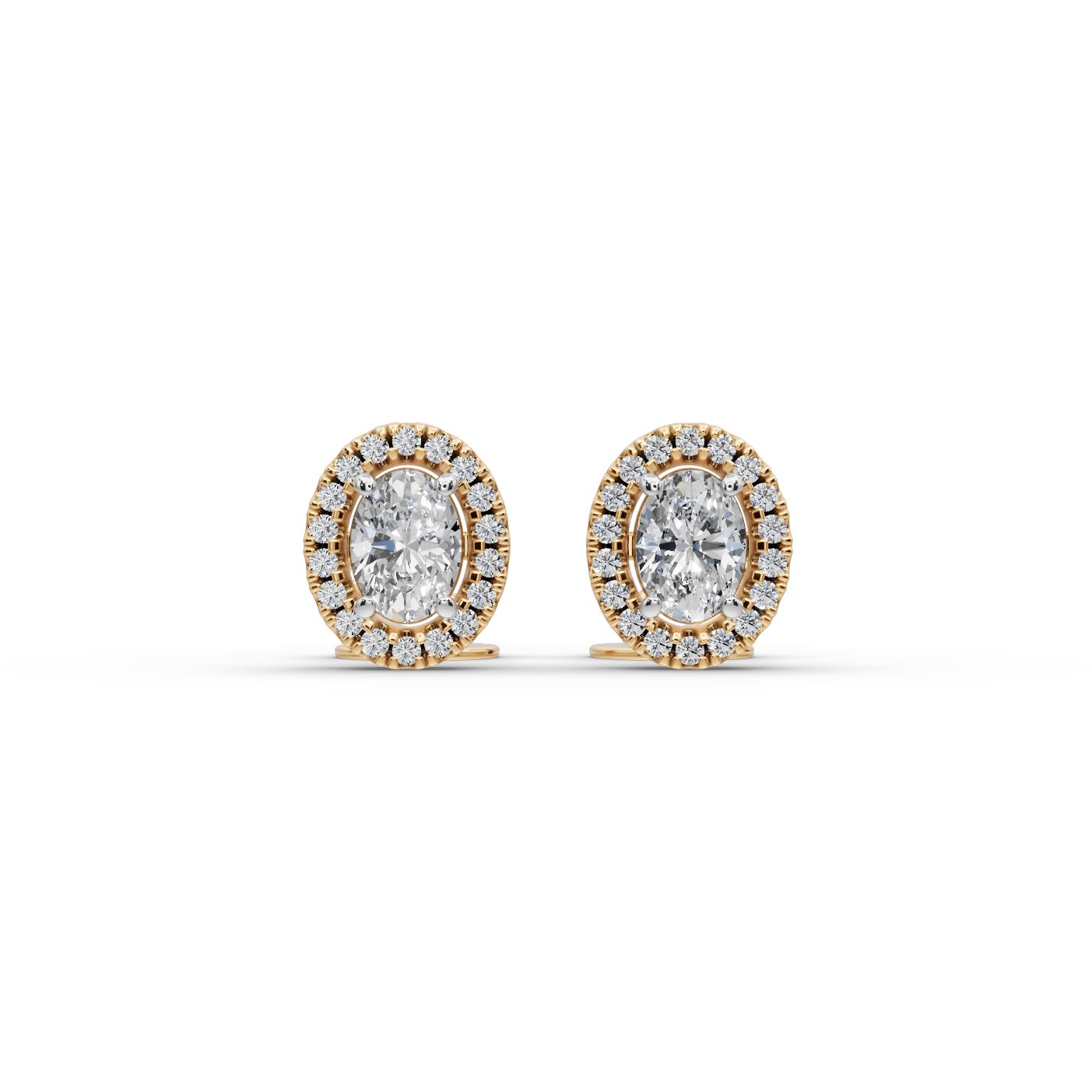 Golden Bloom Oval Lab-Grown Diamond Studs Earring in yellow gold, set with lab-grown diamonds