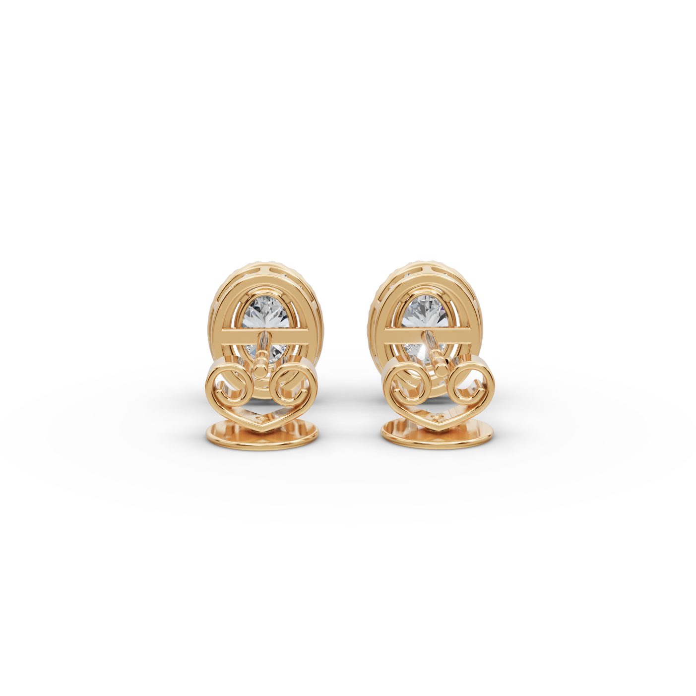Golden Bloom Oval Lab-Grown Diamond Studs Earring in yellow gold