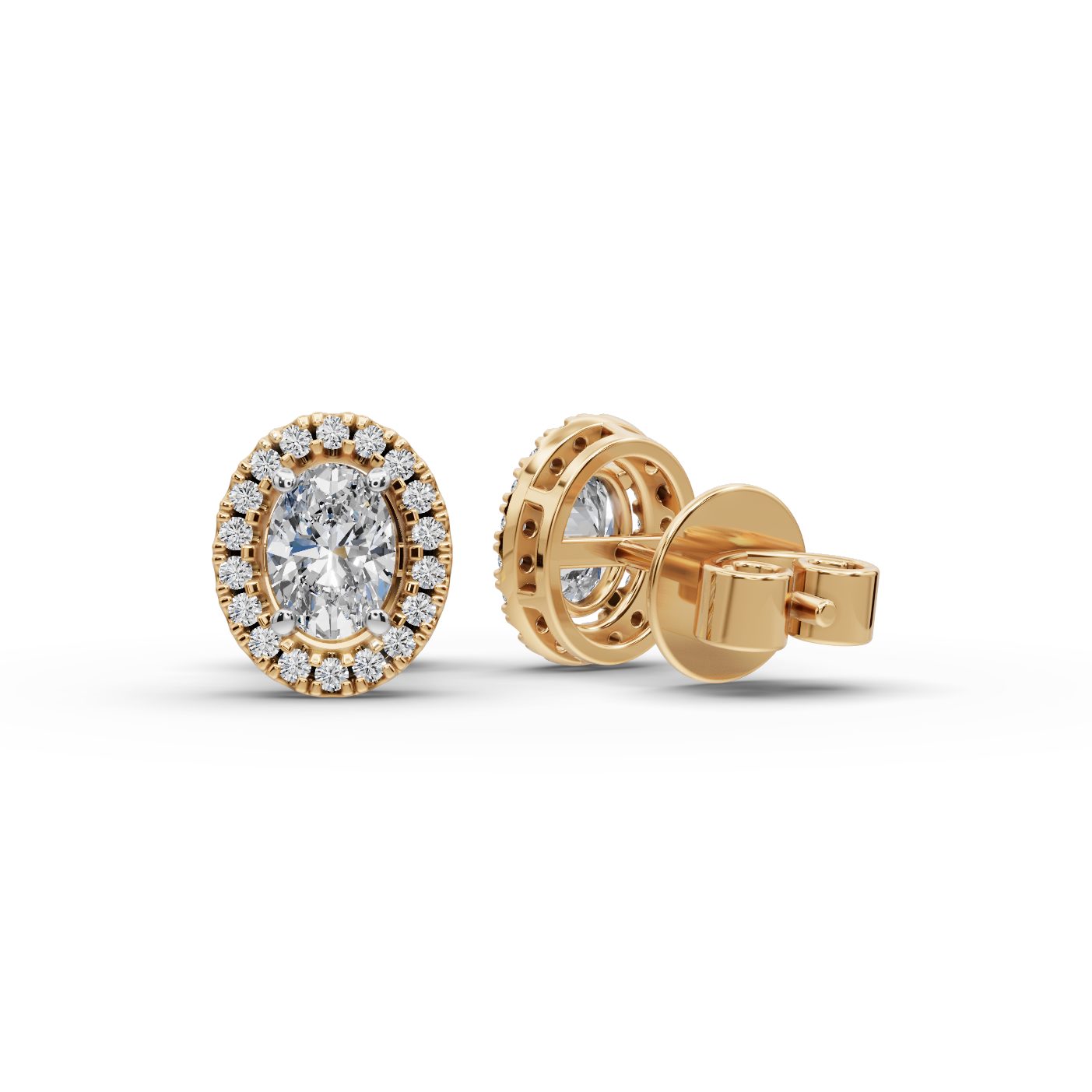 Golden Bloom Oval Lab-Grown Diamond Studs Earring in yellow gold