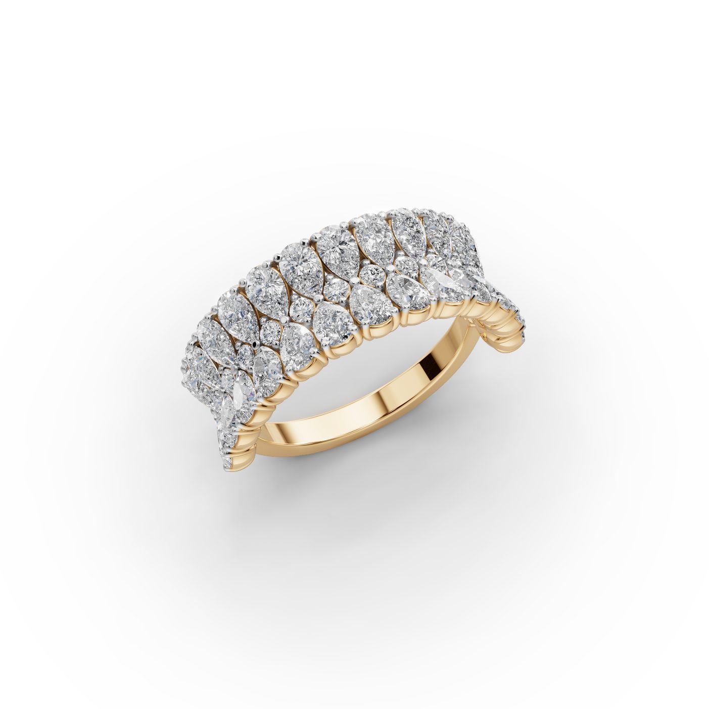 Celestial Bloom Pear Lab-Grown Diamond Bands Ring in yellow gold