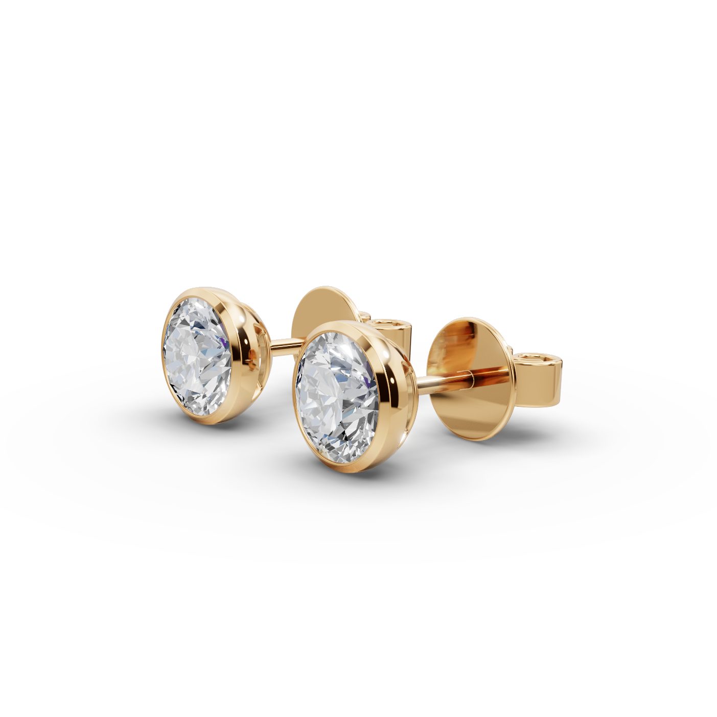 Brilliant Bloom Round Lab-Grown Diamond Studs Earring in yellow gold, set with lab-grown diamonds