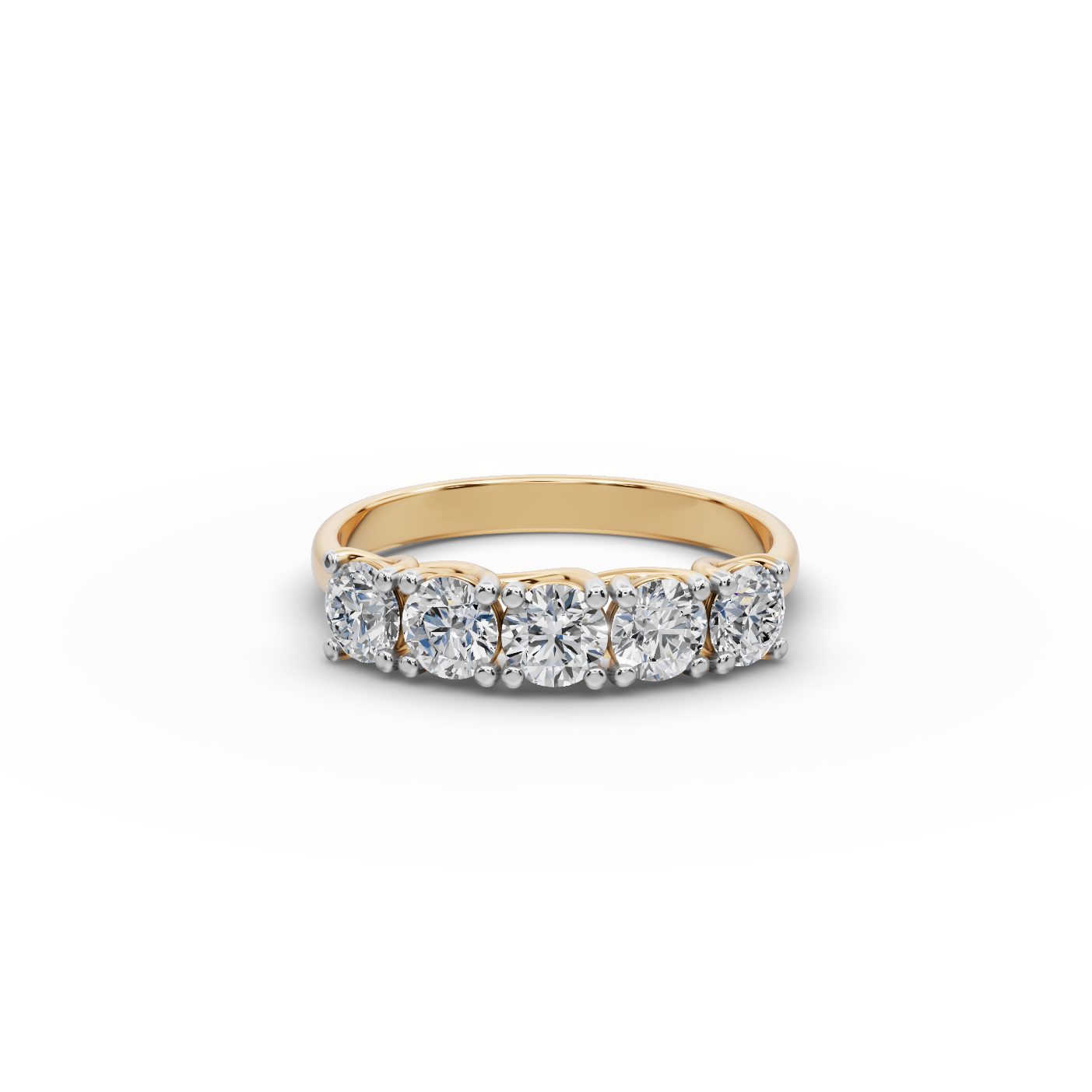 Brilliant Grace Round Lab-Grown Diamond Five Stone Ring in yellow gold, set with lab-grown diamonds