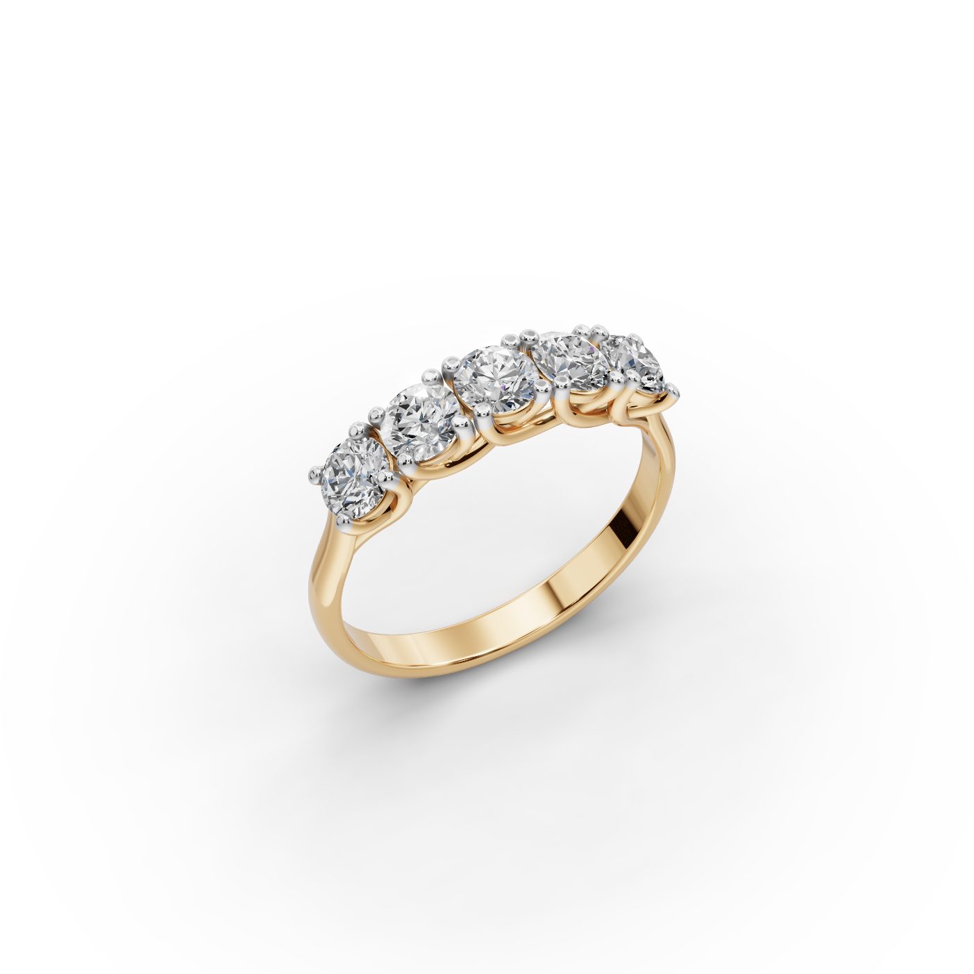 Brilliant Grace Round Lab-Grown Diamond Five Stone Ring in yellow gold