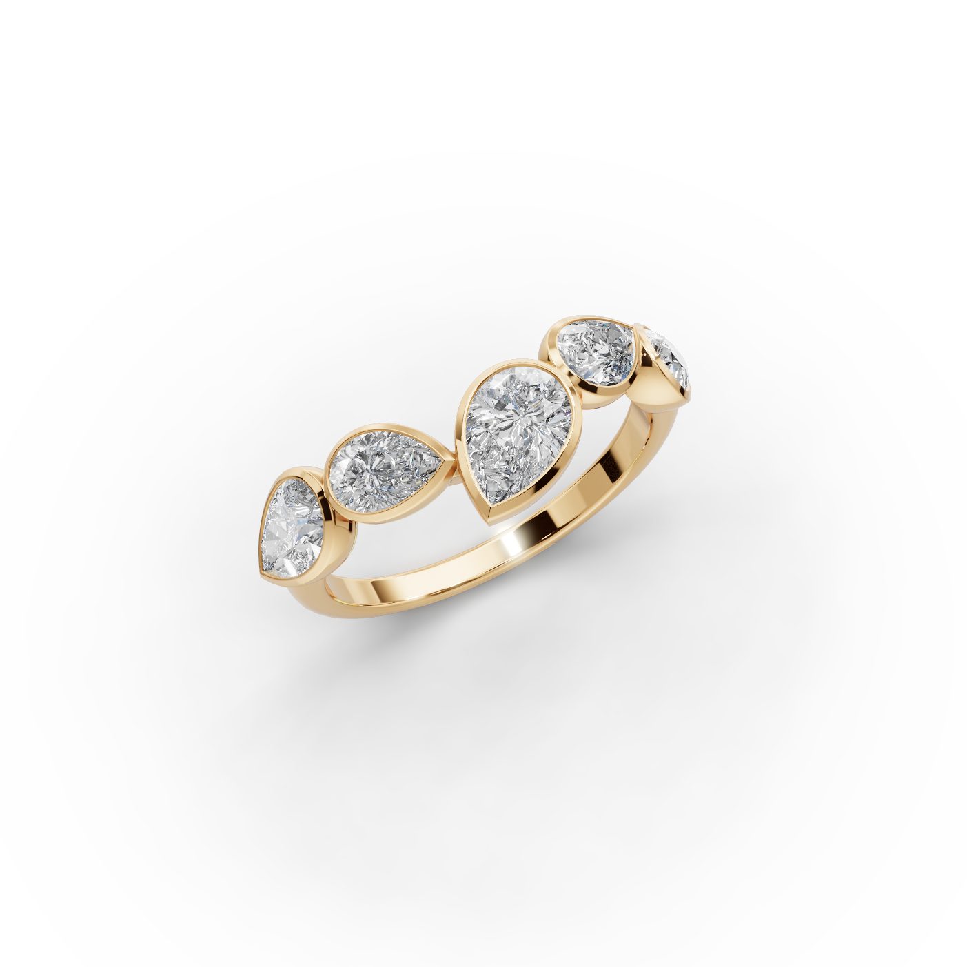 Royal Glow Pear Lab-Grown Diamond Five Stone Ring in yellow gold