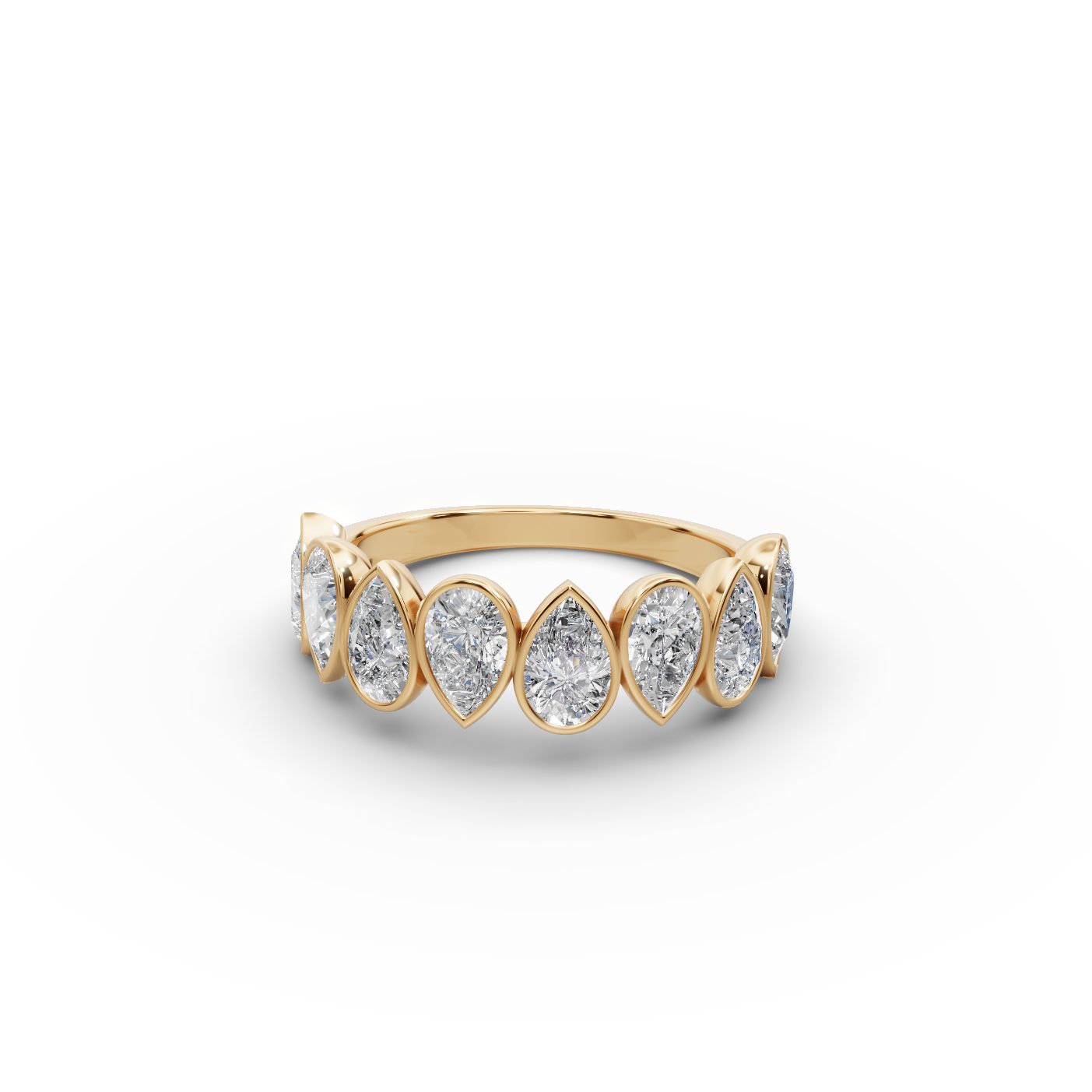 Everlasting Cascade Pear Lab-Grown Diamond Bands Ring in yellow gold, set with lab-grown diamonds