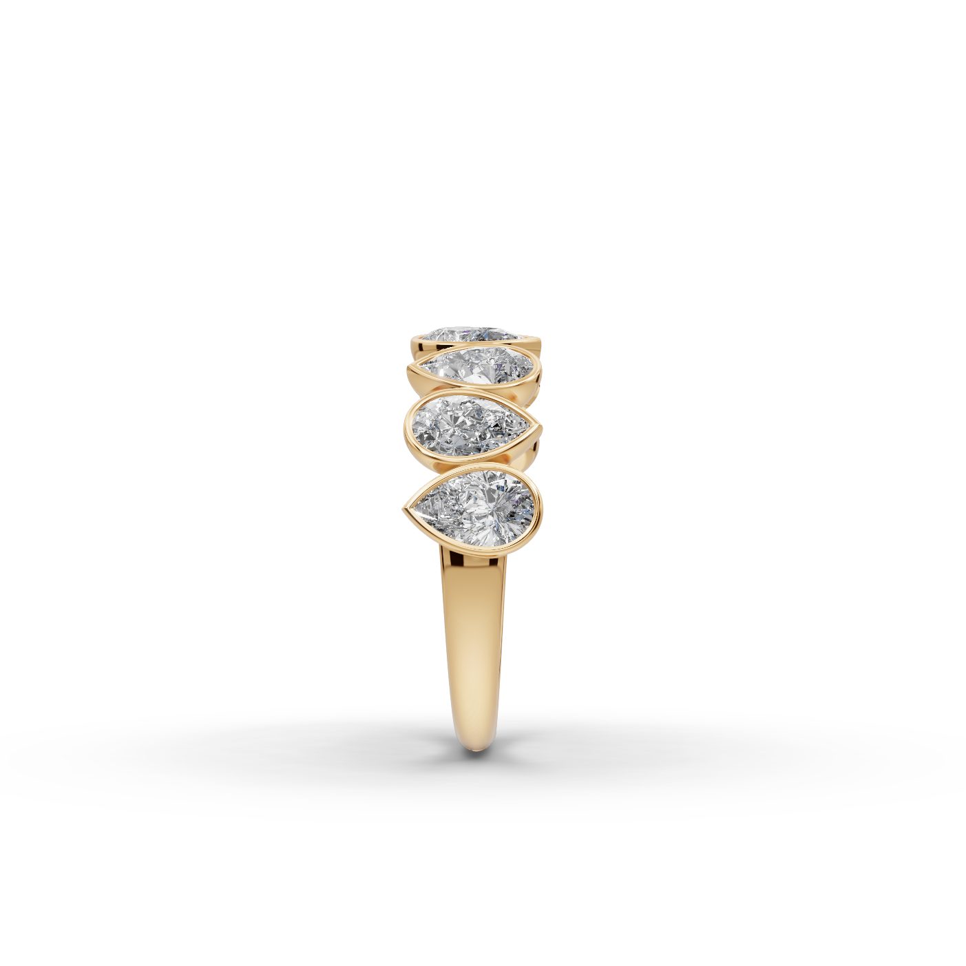 Everlasting Cascade Pear Lab-Grown Diamond Bands Ring in yellow gold