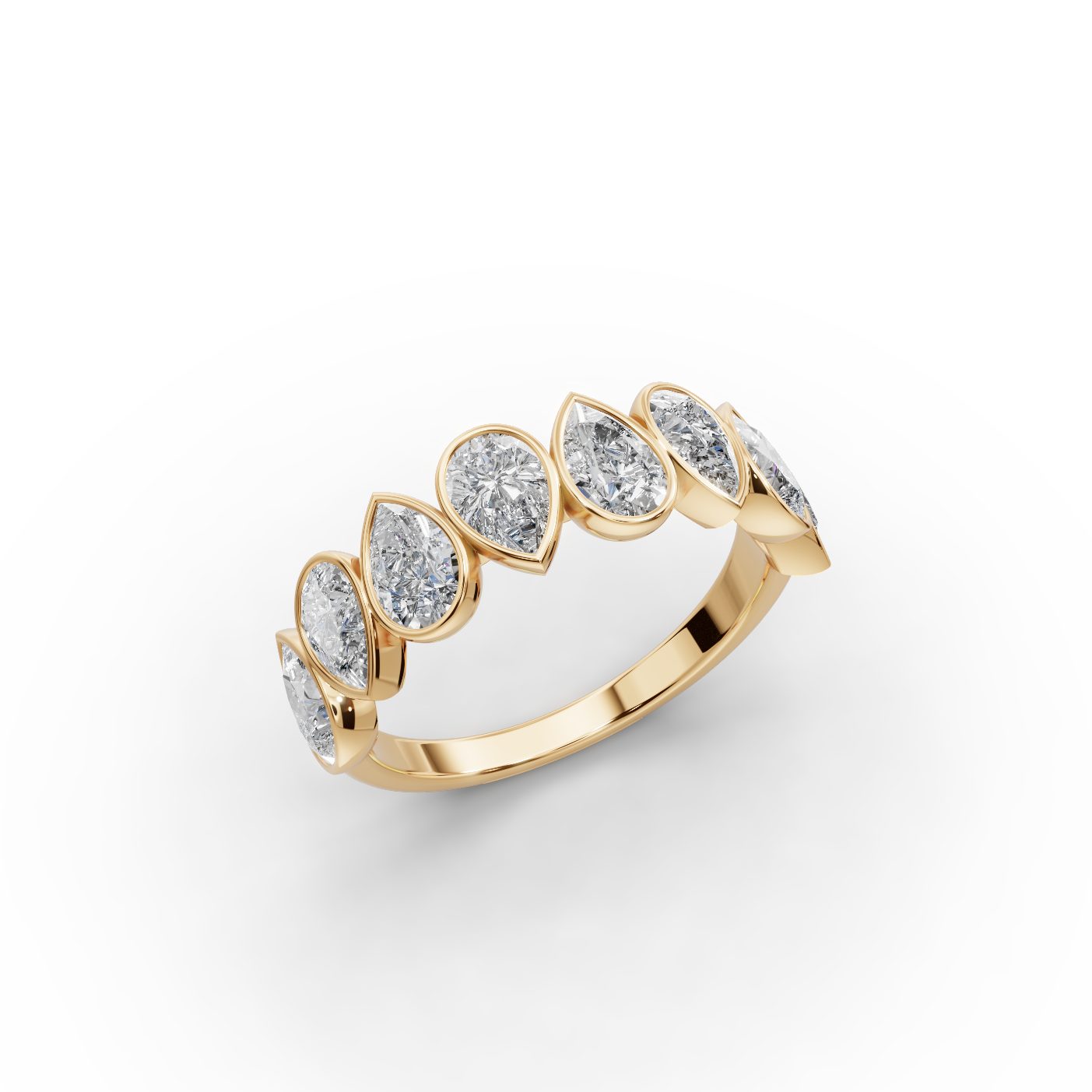 Everlasting Cascade Pear Lab-Grown Diamond Bands Ring in yellow gold