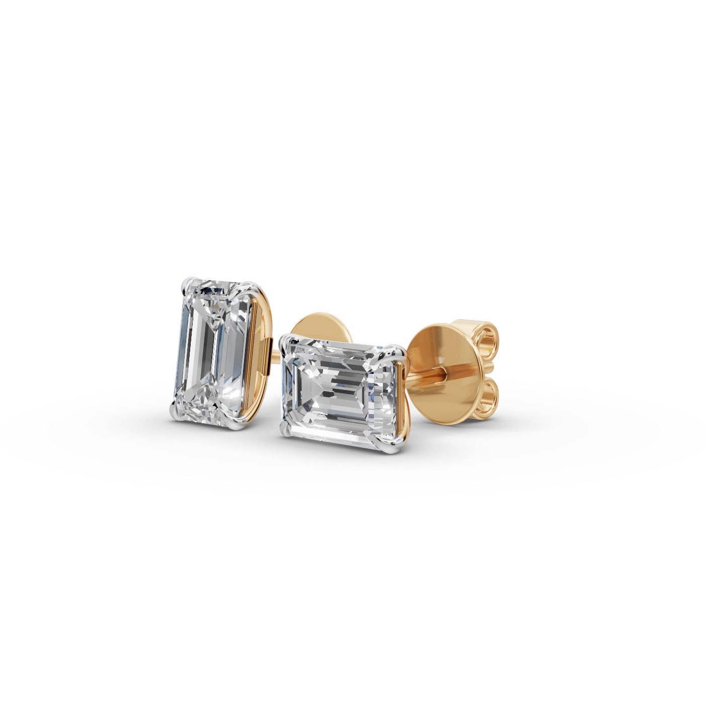Majestic Ember Emerald Lab-Grown Diamond Studs Earring in yellow gold, set with lab-grown diamonds