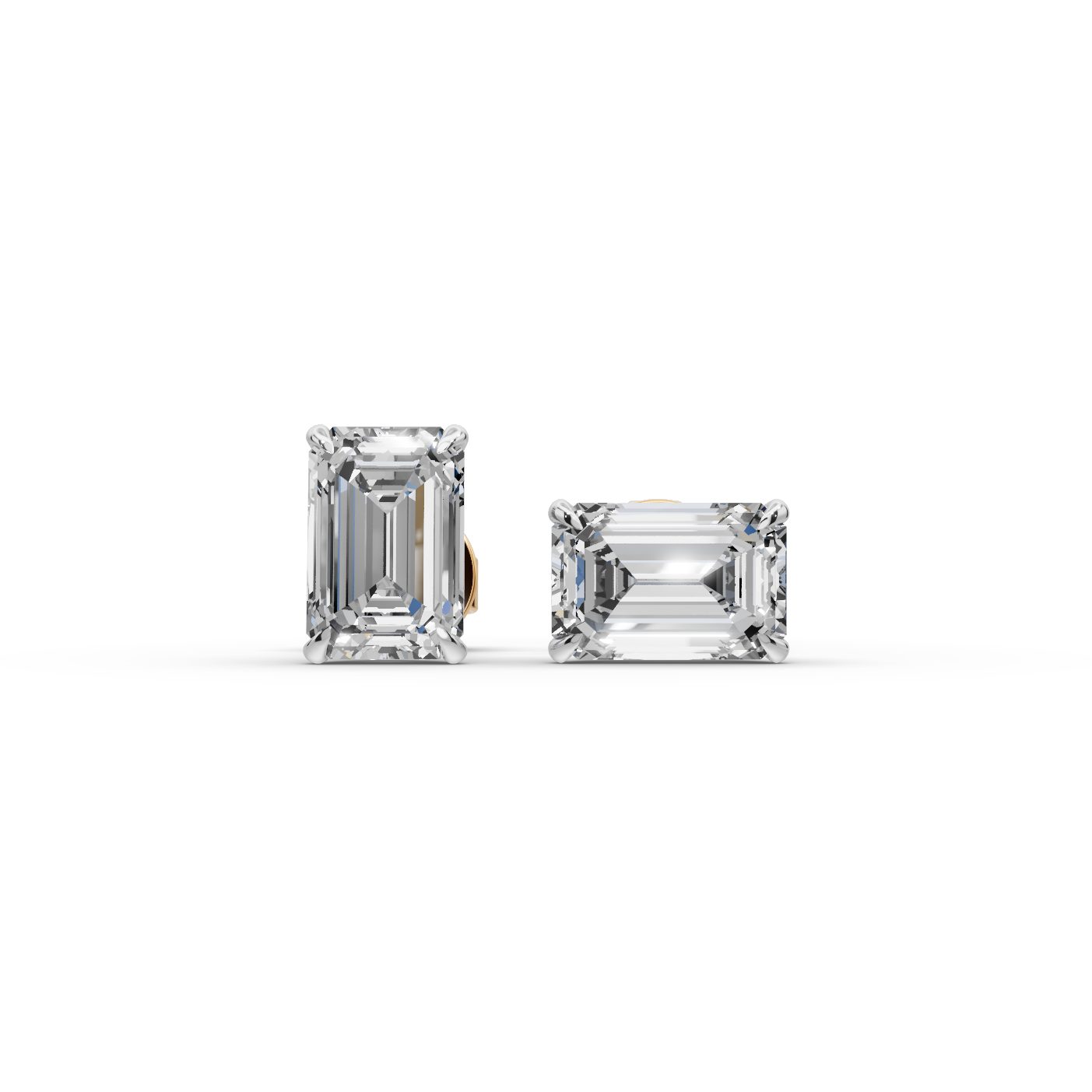 Majestic Ember Emerald Lab-Grown Diamond Studs Earring in yellow gold