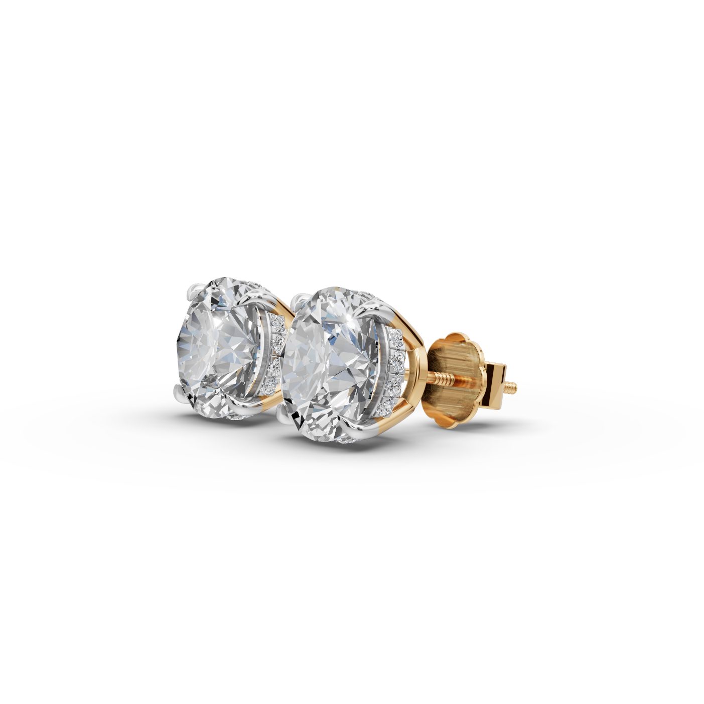 Serene Aura Round Lab-Grown Diamond Studs Earring in yellow gold