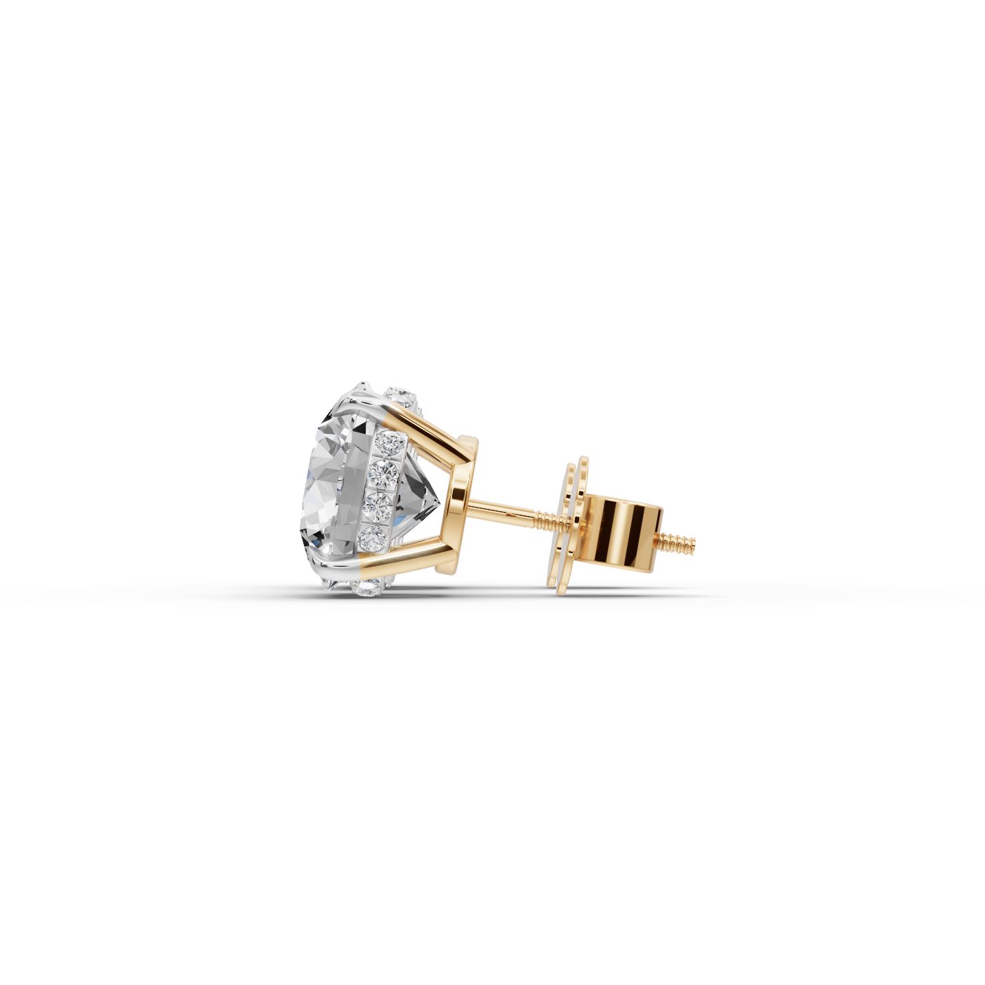 Serene Aura Round Lab-Grown Diamond Studs Earring in yellow gold