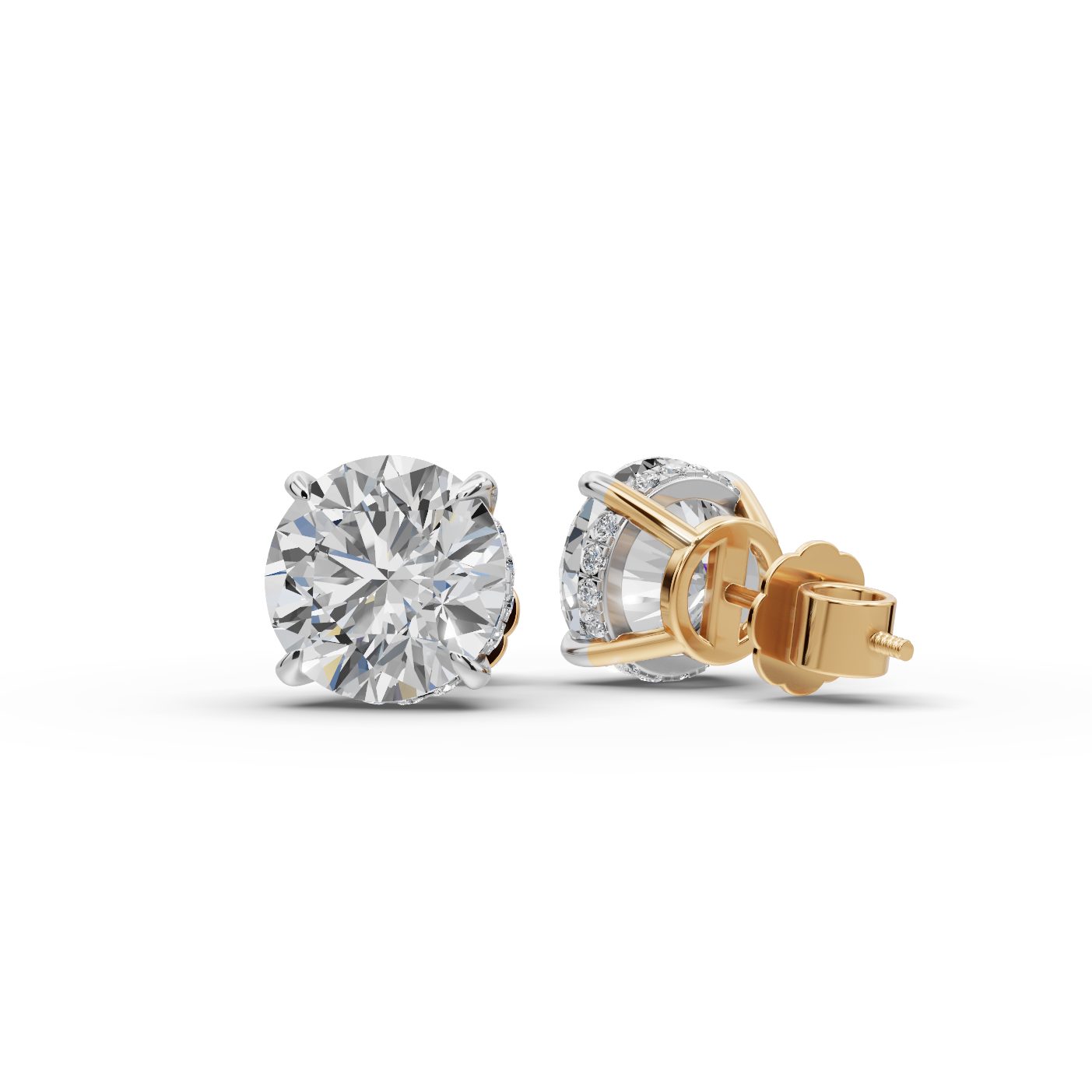 Serene Aura Round Lab-Grown Diamond Studs Earring in yellow gold