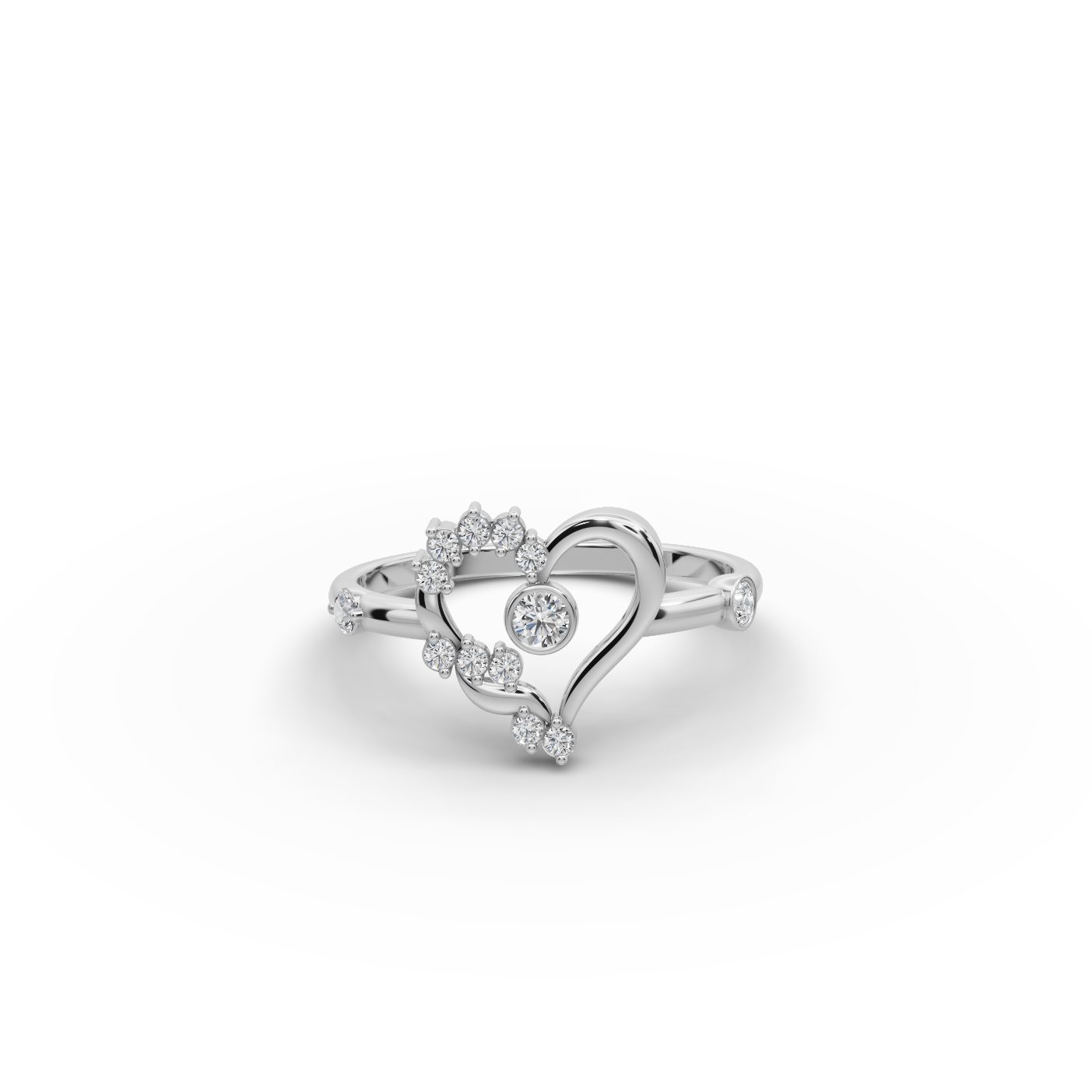 Enduring Whisper Heart Lab-Grown Diamond Silver Ring in silver, set with lab-grown diamonds