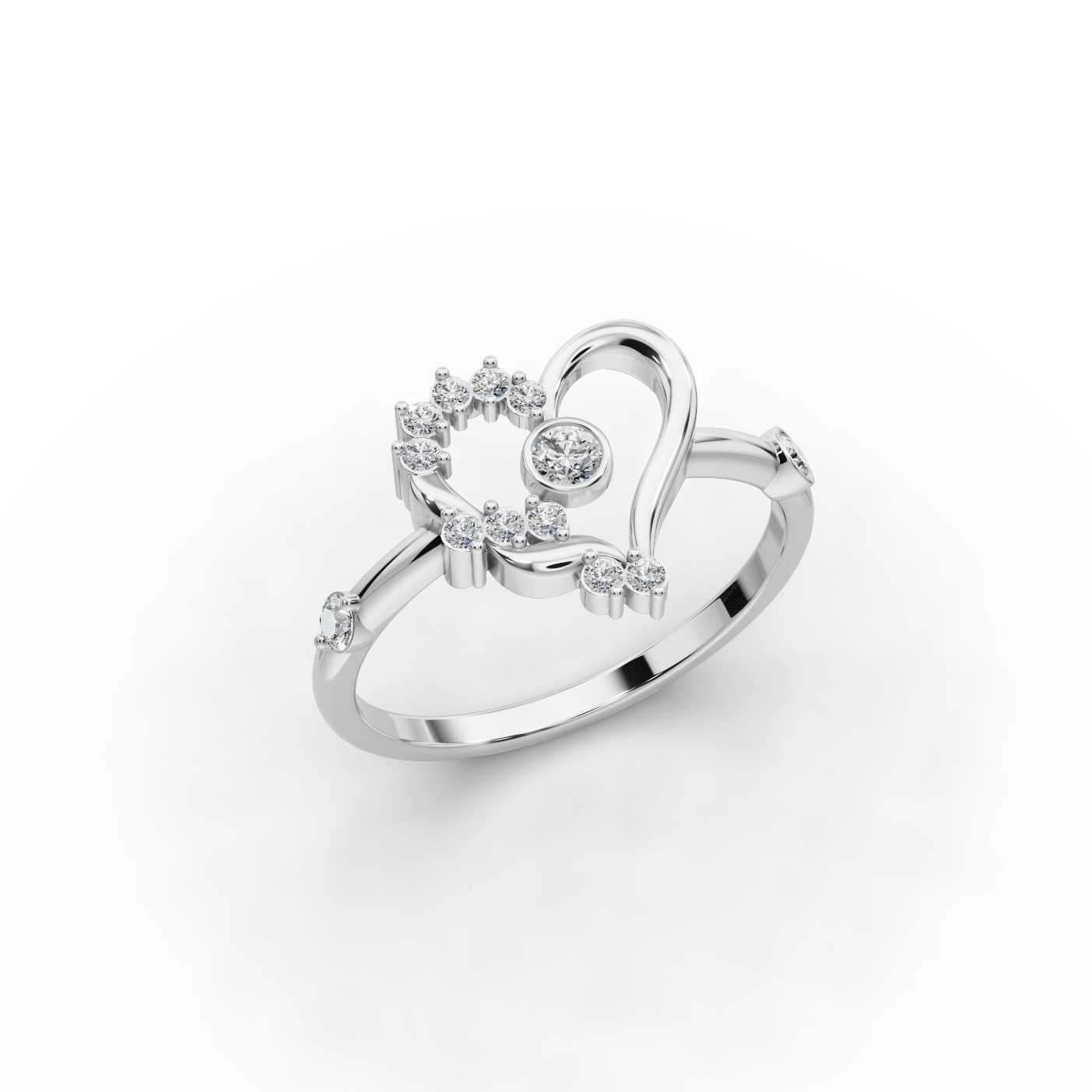 Enduring Whisper Heart Lab-Grown Diamond Silver Ring in silver
