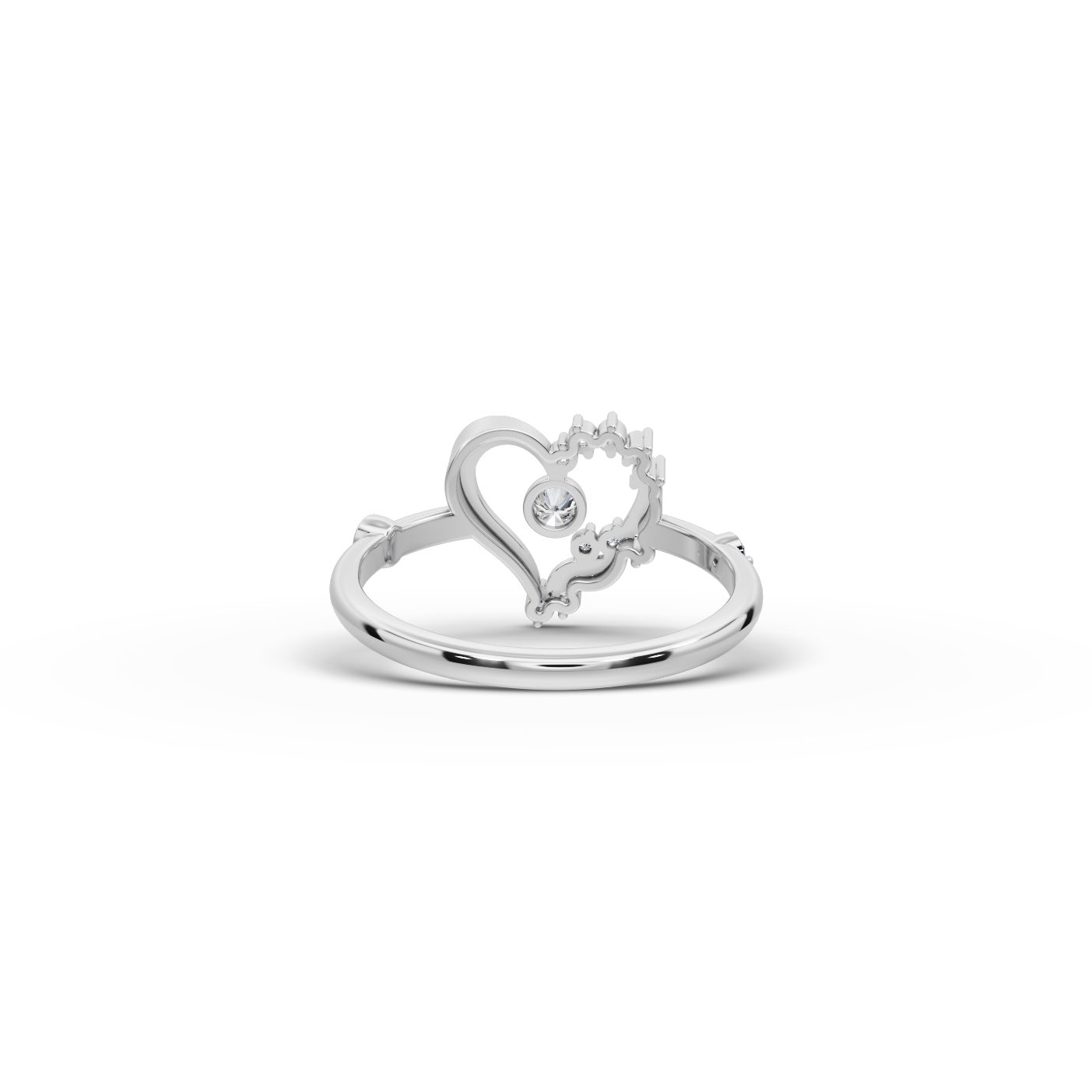 Enduring Whisper Heart Lab-Grown Diamond Silver Ring in silver