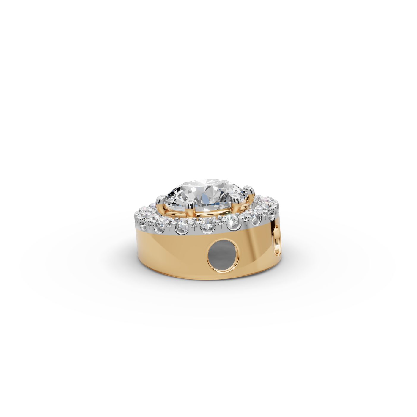 Everlasting Ember Round Lab-Grown Diamond Halo Pendant in yellow gold