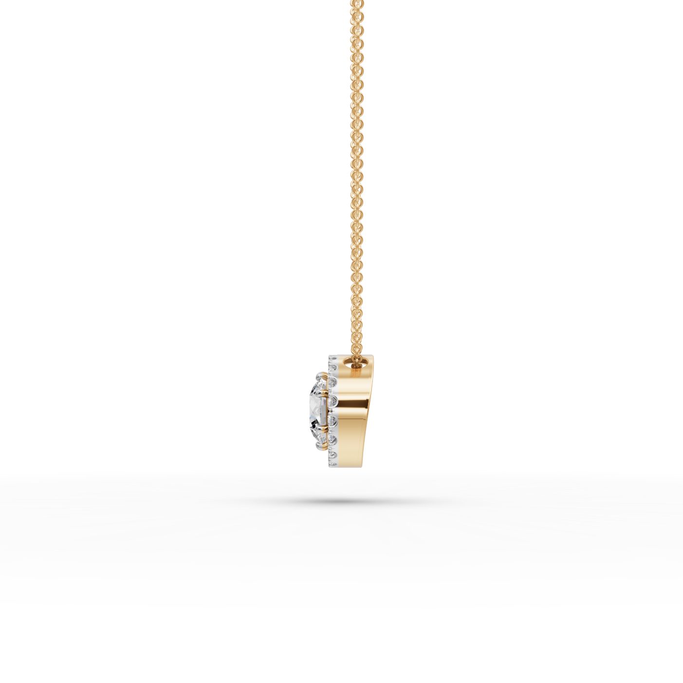 Everlasting Ember Round Lab-Grown Diamond Halo Pendant in yellow gold