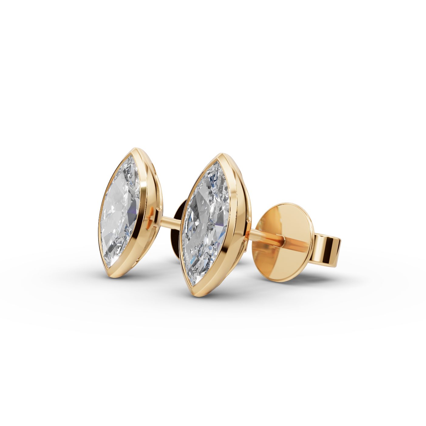 Serene Muse Marquise Lab-Grown Diamond Studs Earring in yellow gold, set with lab-grown diamonds