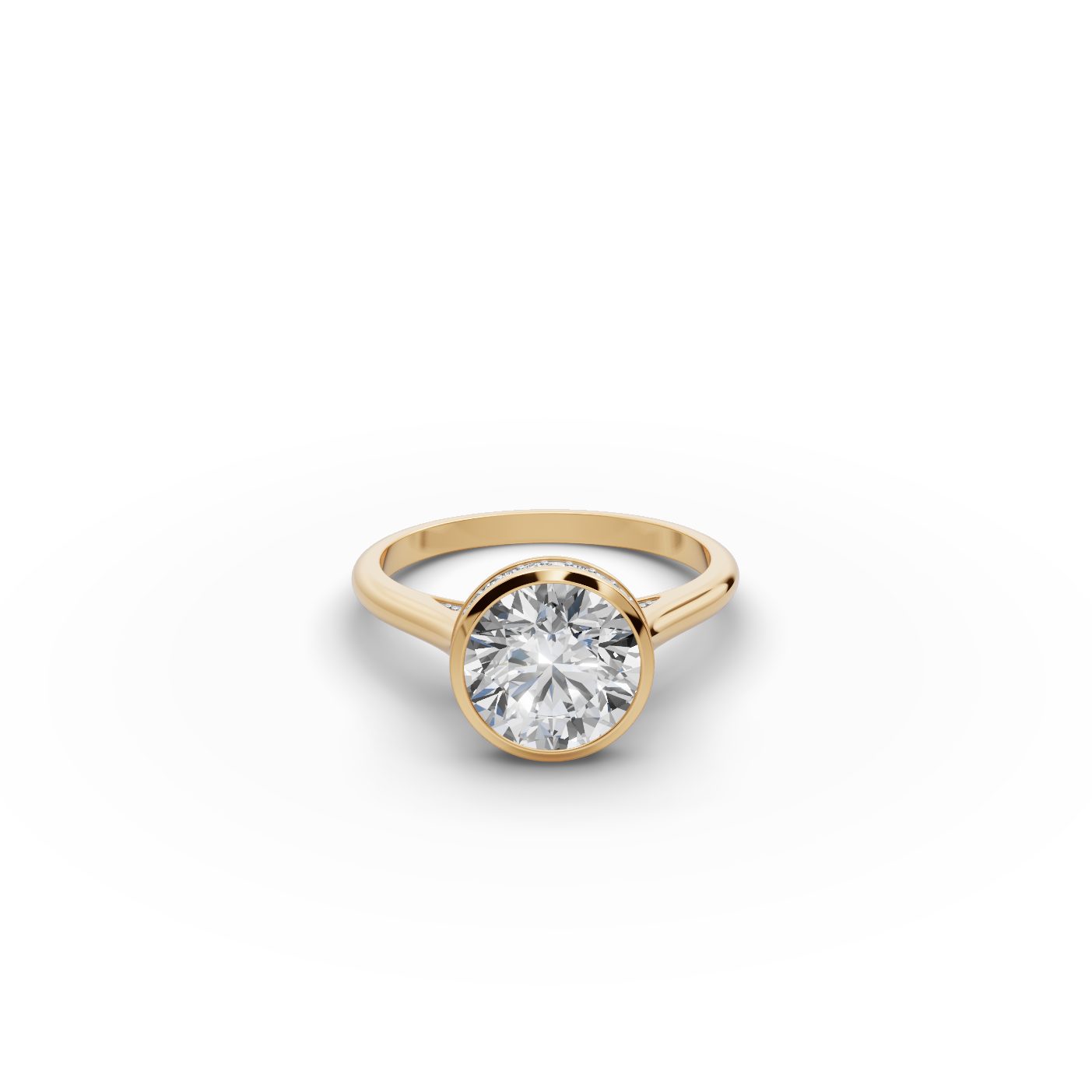 Delicate Sparkle Round Lab-Grown Diamond Solitaire Ring in yellow gold, set with lab-grown diamonds