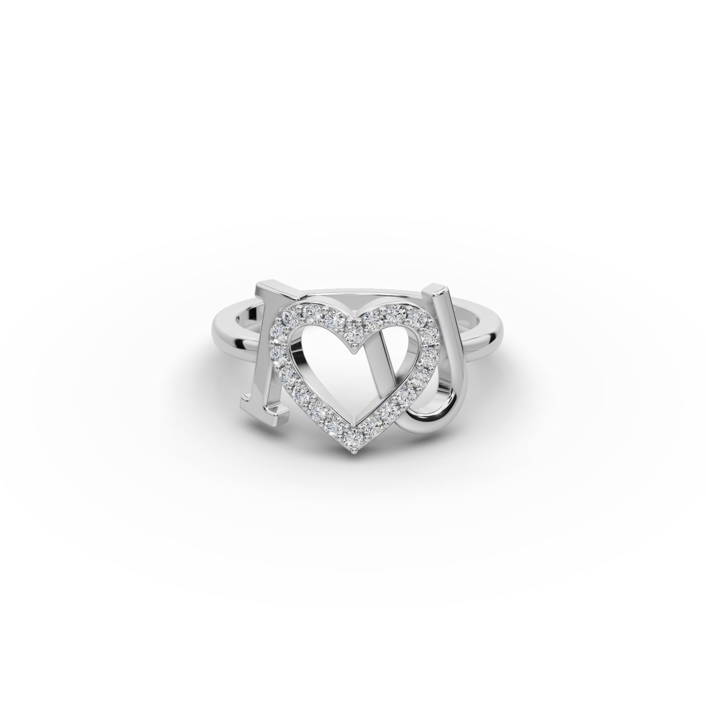 Royal Bloom I Love You Lab-Grown Diamond Silver Ring in silver, set with lab-grown diamonds