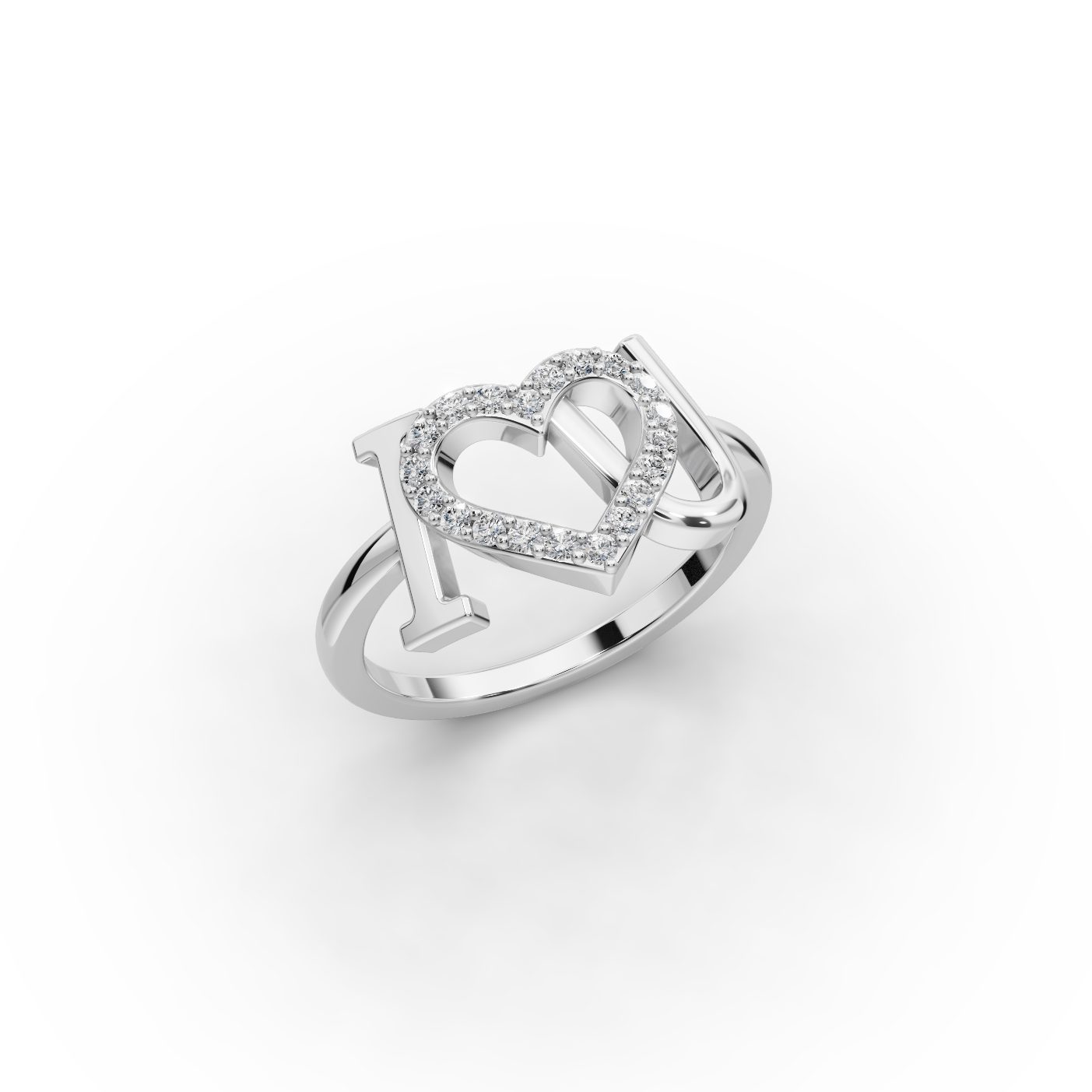 Royal Bloom I Love You Lab-Grown Diamond Silver Ring in silver