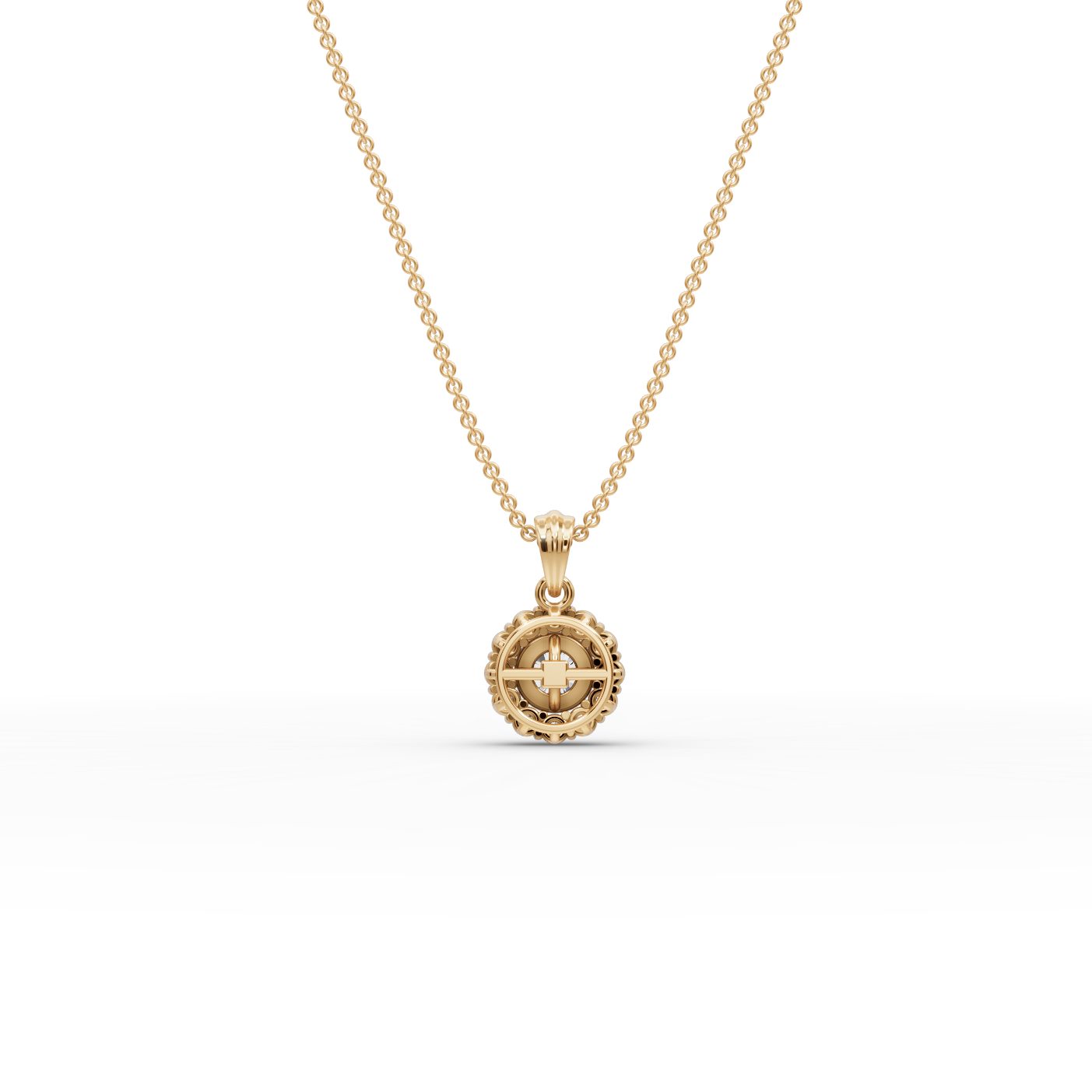 Graceful Glow Round Lab-Grown Diamond Halo Pendant in yellow gold