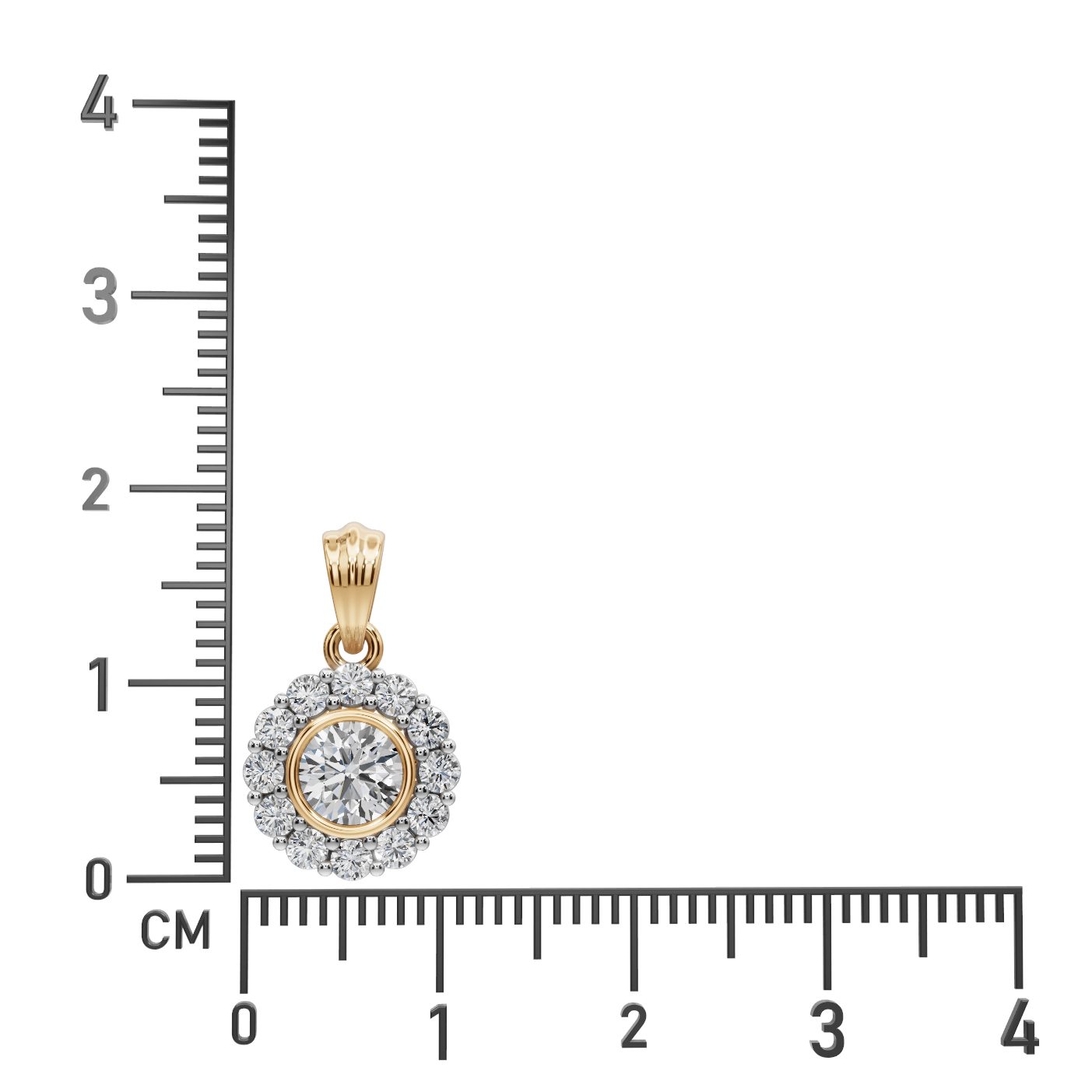 Graceful Glow Round Lab-Grown Diamond Halo Pendant in yellow gold