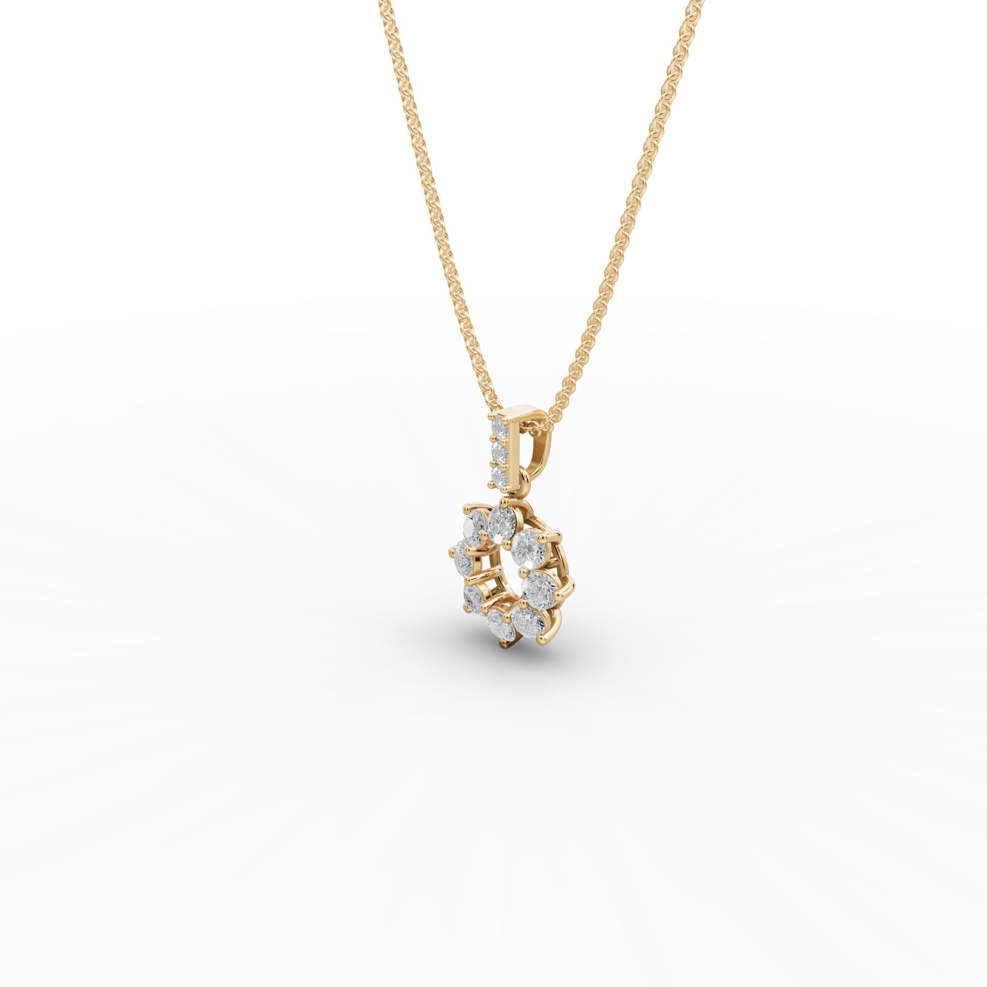 Infinite Sparkle Round Lab-Grown Diamond Cluster Pendant in yellow gold
