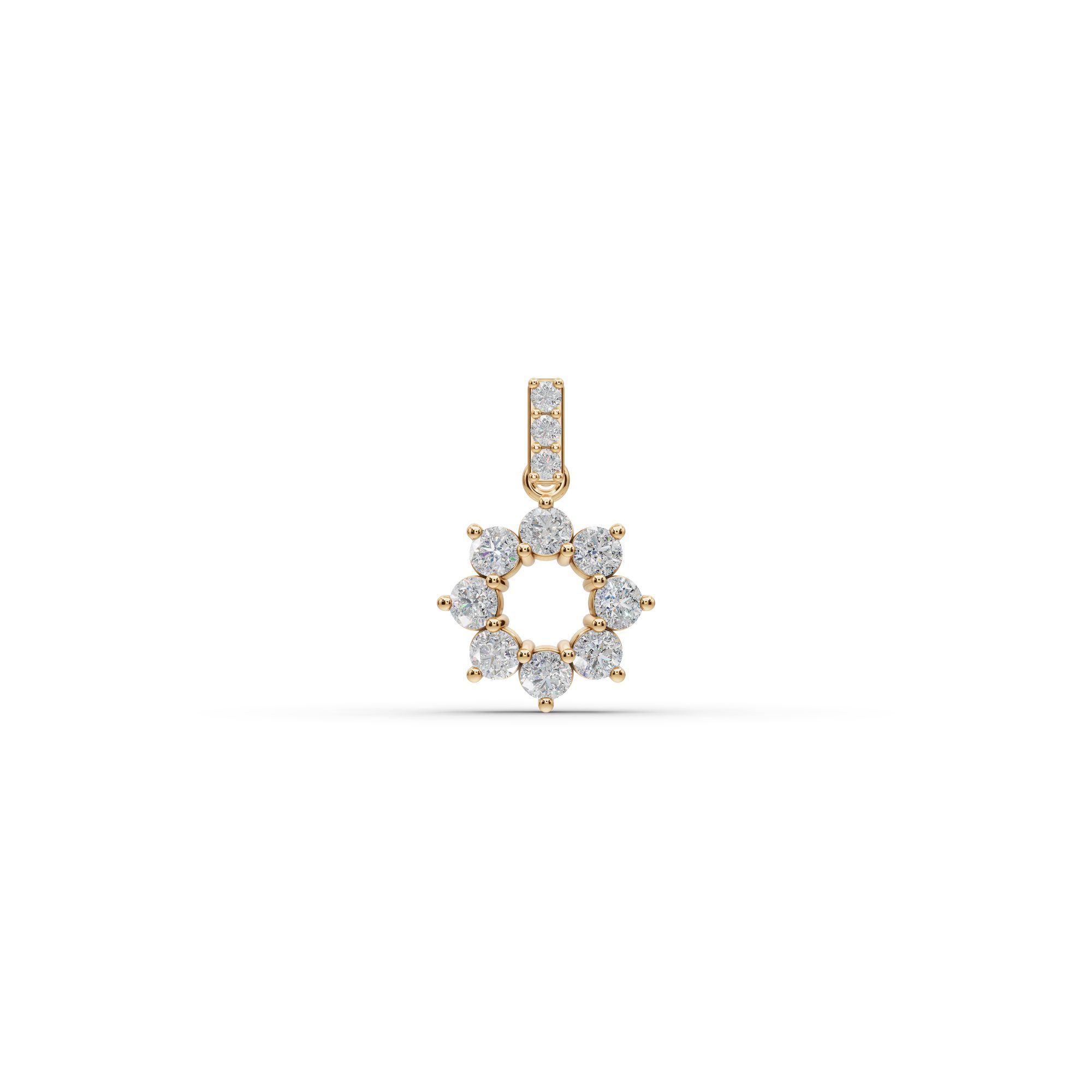 Infinite Sparkle Round Lab-Grown Diamond Cluster Pendant in yellow gold, set with lab-grown diamonds