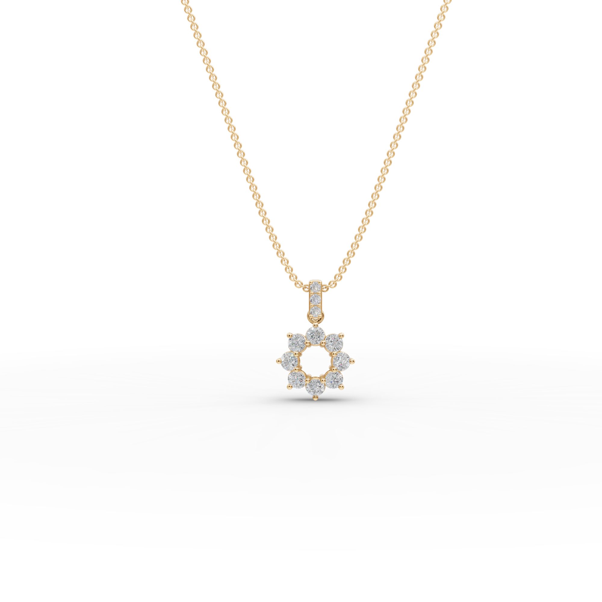 Infinite Sparkle Round Lab-Grown Diamond Cluster Pendant in yellow gold