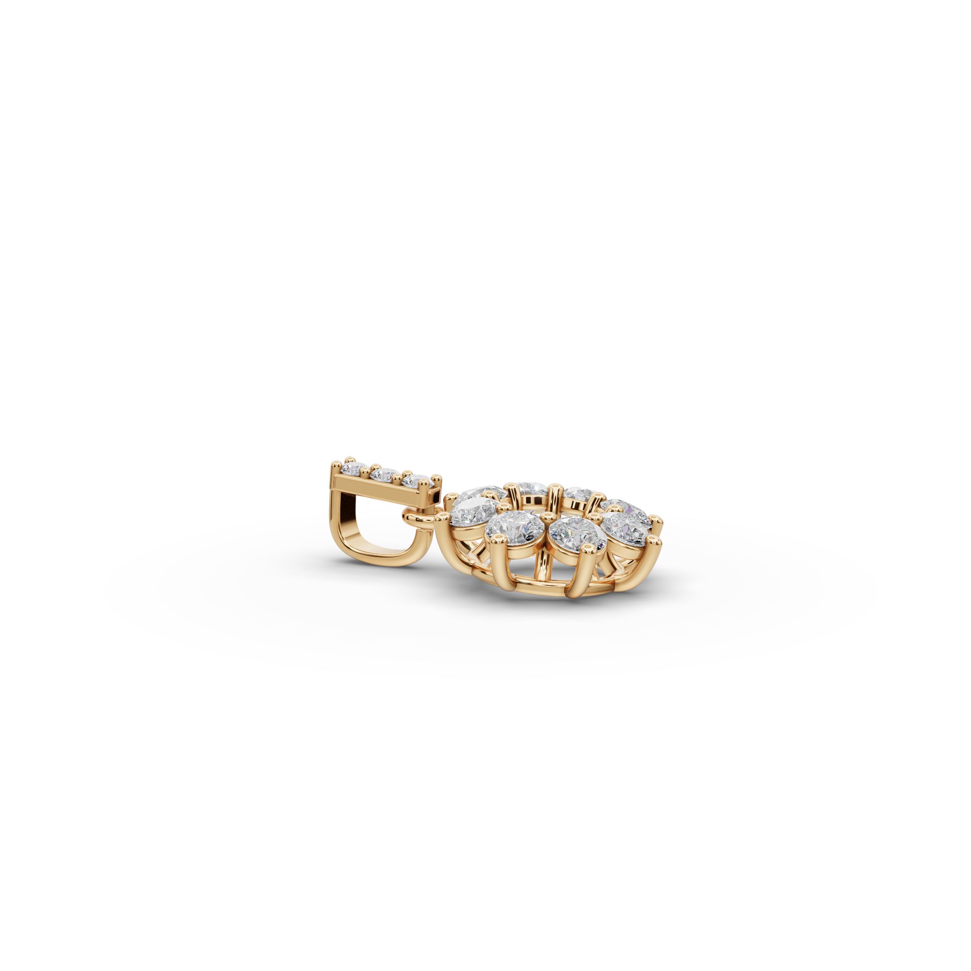Infinite Sparkle Round Lab-Grown Diamond Cluster Pendant in yellow gold