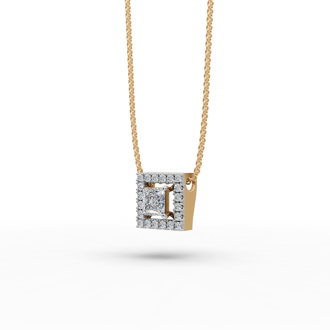 Endless Promise Princess Lab-Grown Diamond Halo Pendant in yellow gold
