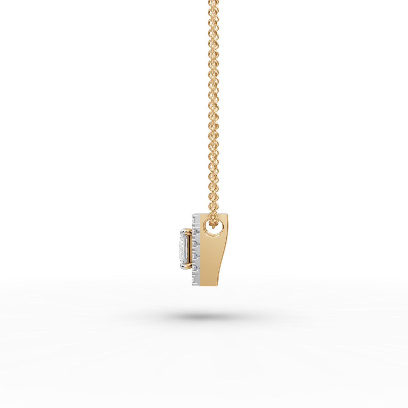 Endless Promise Princess Lab-Grown Diamond Halo Pendant in yellow gold