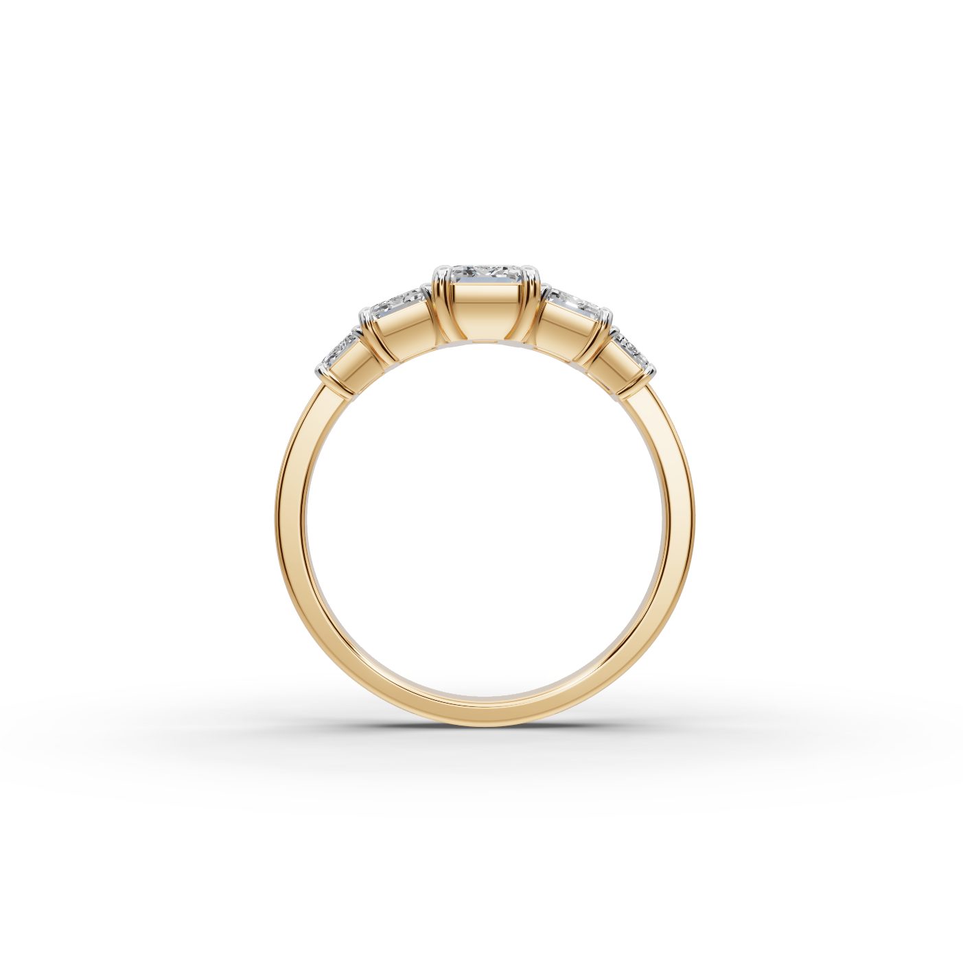 Opulent Muse Emerald Lab-Grown Diamond Five Stone Ring in yellow gold