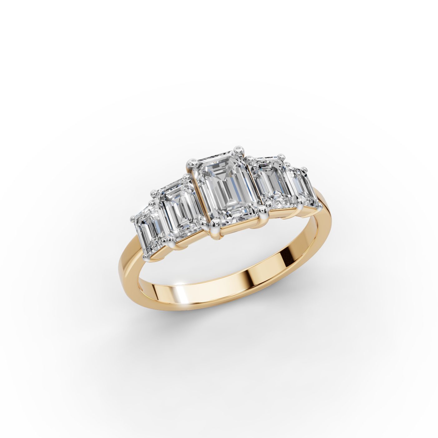 Opulent Muse Emerald Lab-Grown Diamond Five Stone Ring in yellow gold