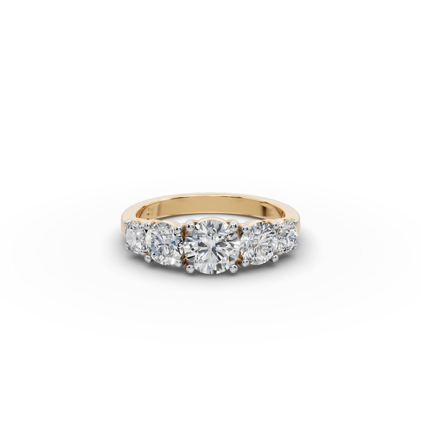 Midnight Ember Round Lab-Grown Diamond Five Stone Ring in yellow gold, set with lab-grown diamonds