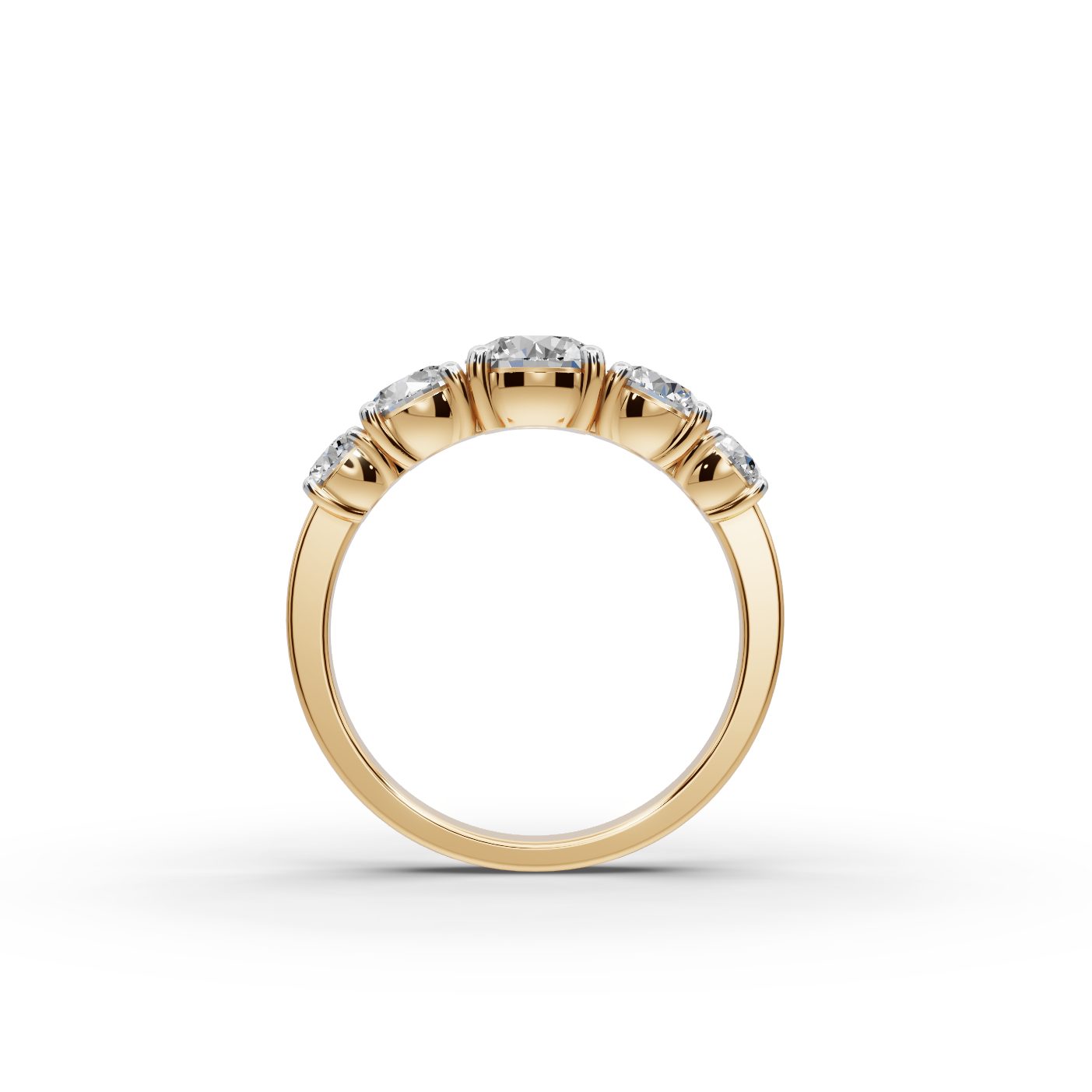 Midnight Ember Round Lab-Grown Diamond Five Stone Ring in yellow gold