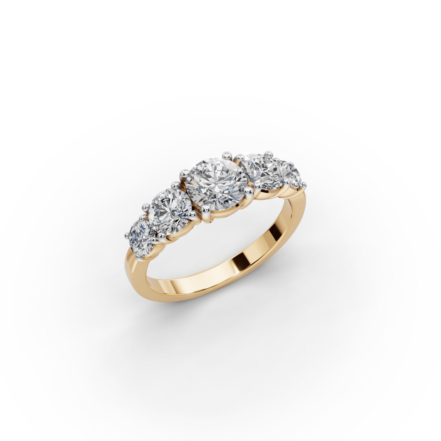 Midnight Ember Round Lab-Grown Diamond Five Stone Ring in yellow gold