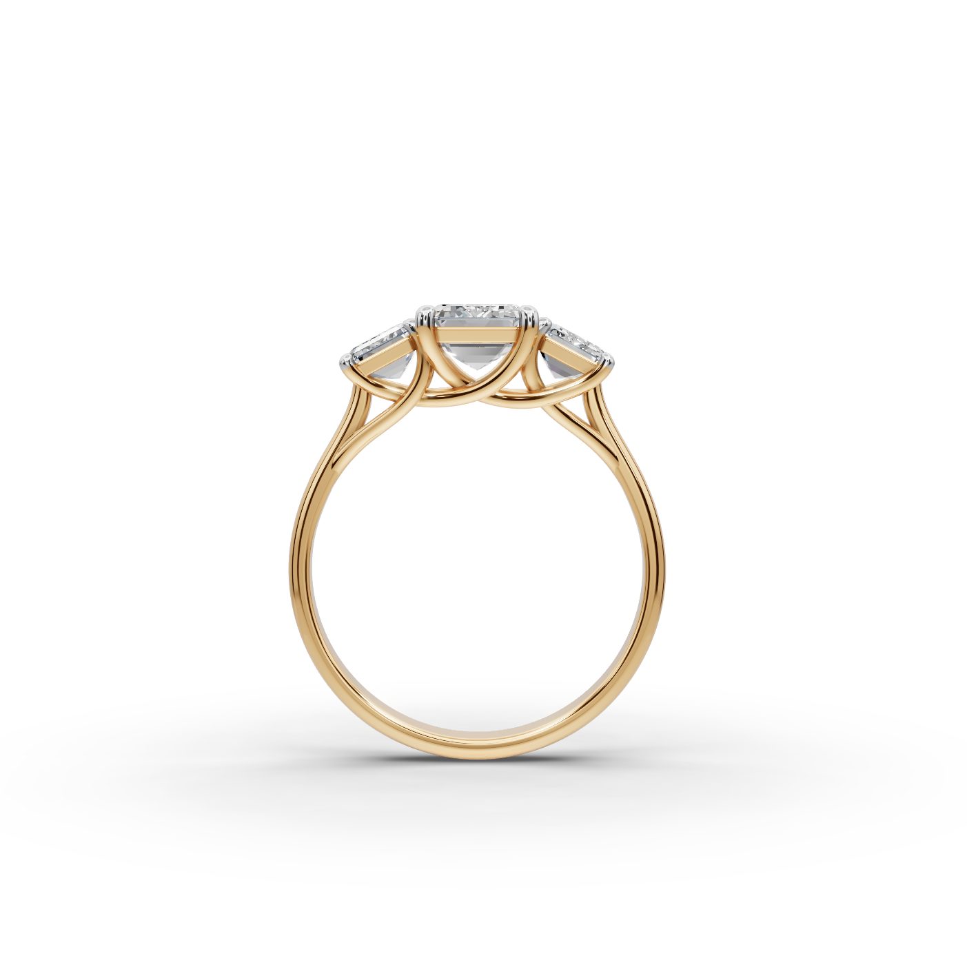 Endless Reverie Emerald Lab-Grown Diamond Three Stone Ring in yellow gold