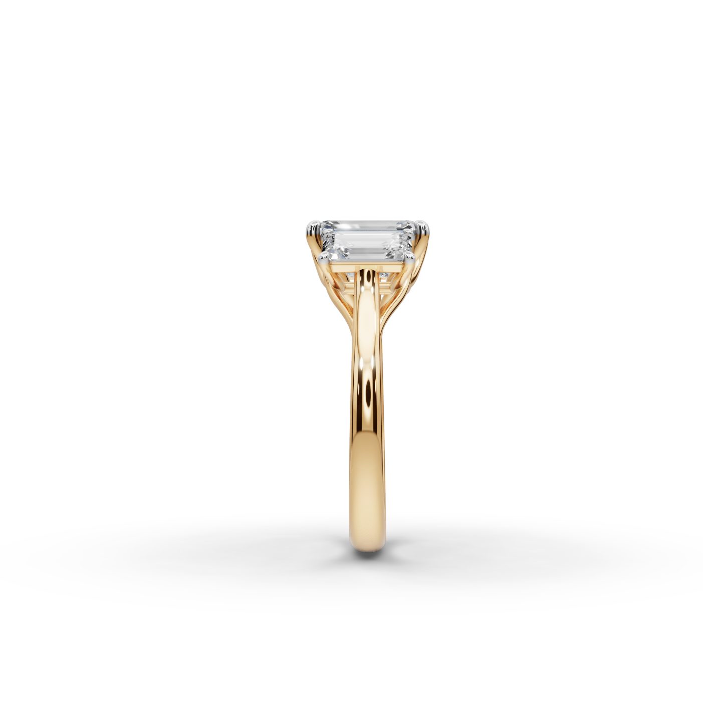 Endless Reverie Emerald Lab-Grown Diamond Three Stone Ring in yellow gold