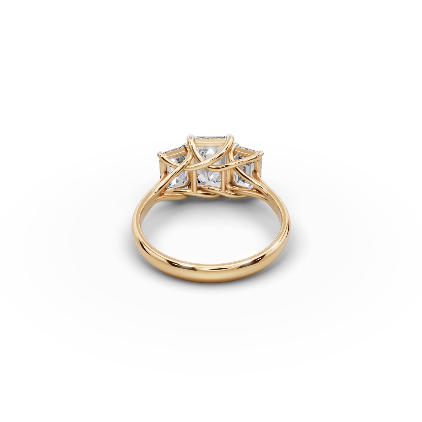 Endless Reverie Emerald Lab-Grown Diamond Three Stone Ring in yellow gold