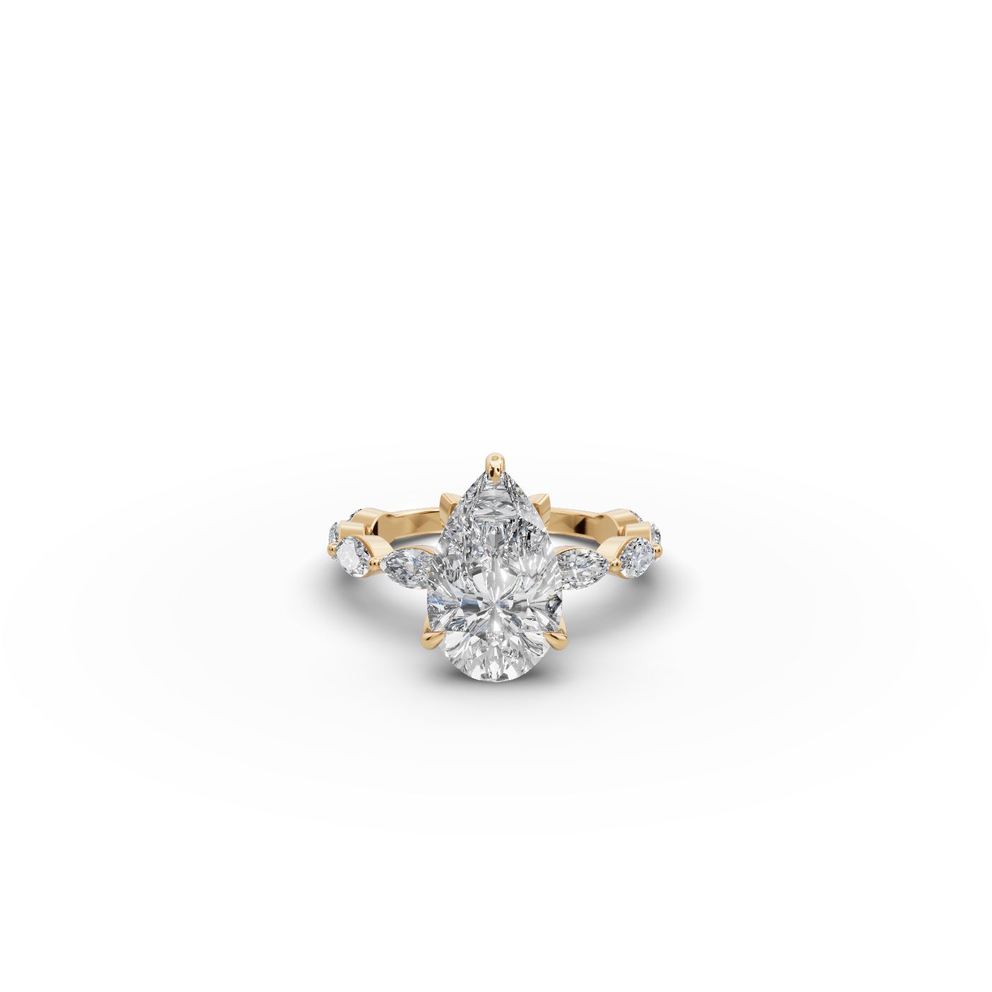 Enduring Aura Pear Lab-Grown Diamond Solitaire Ring in yellow gold, set with lab-grown diamonds