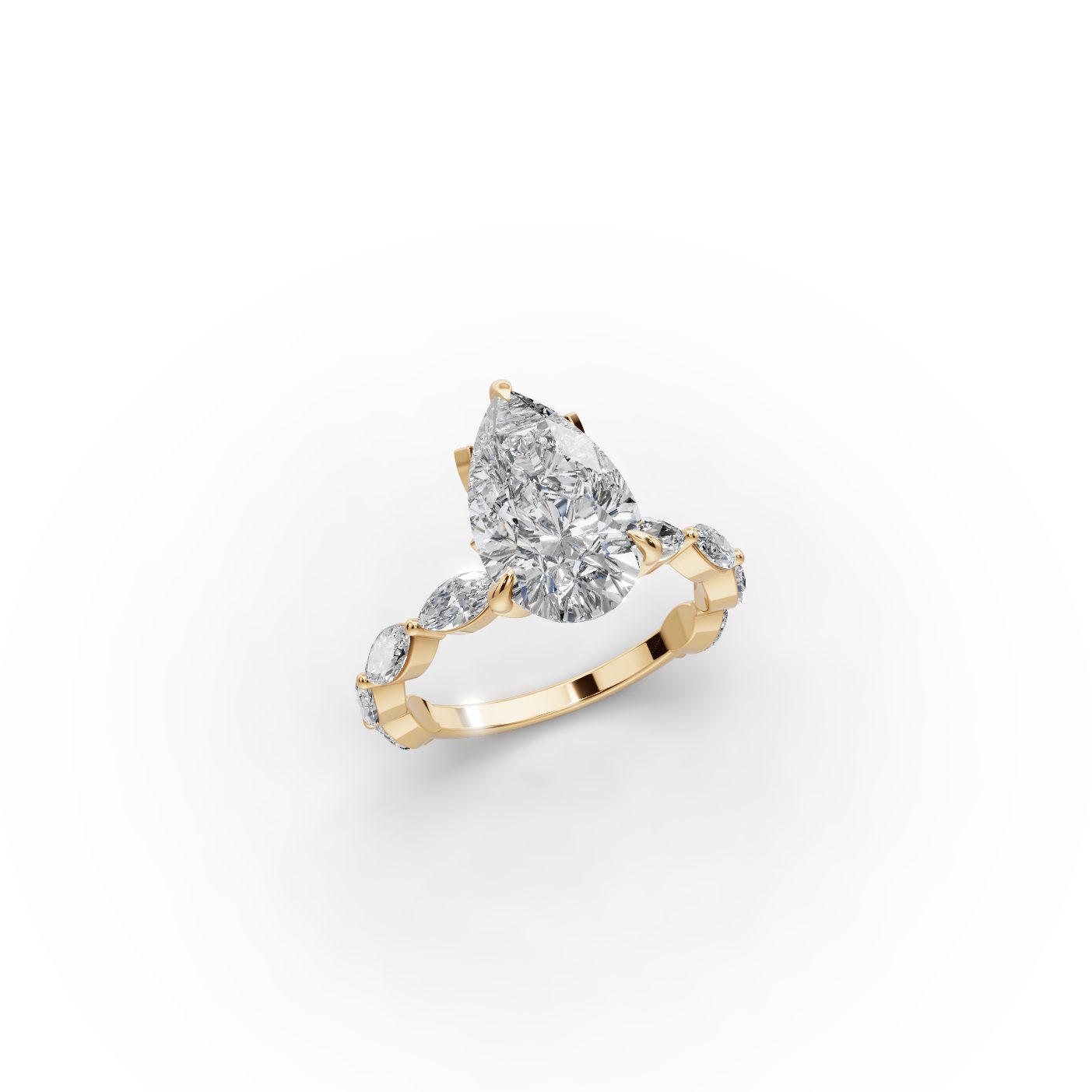 Enduring Aura Pear Lab-Grown Diamond Solitaire Ring in yellow gold