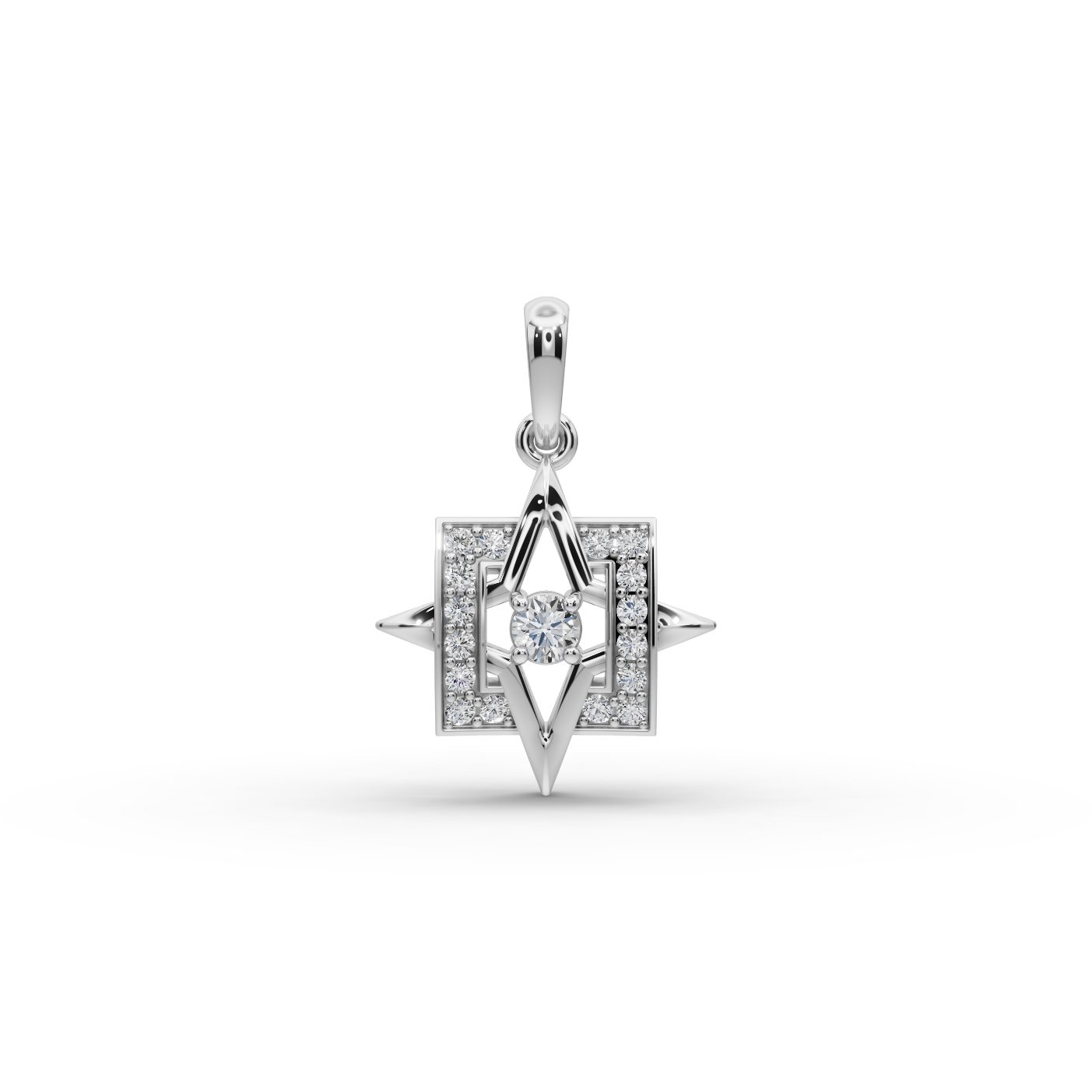 Elegant Bloom Star Lab-Grown Diamond Silver Pendant in silver, set with lab-grown diamonds