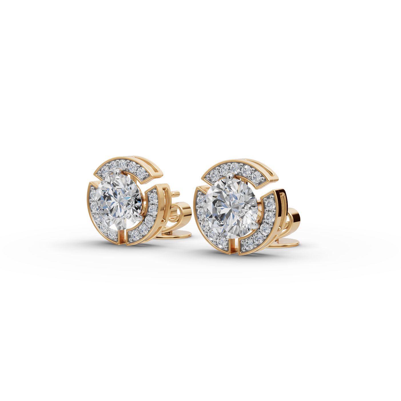 Brilliant Dew Round Lab-Grown Diamond Studs Earring in yellow gold
