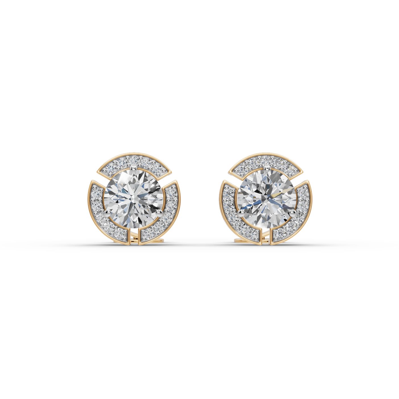 Brilliant Dew Round Lab-Grown Diamond Studs Earring in yellow gold, set with lab-grown diamonds