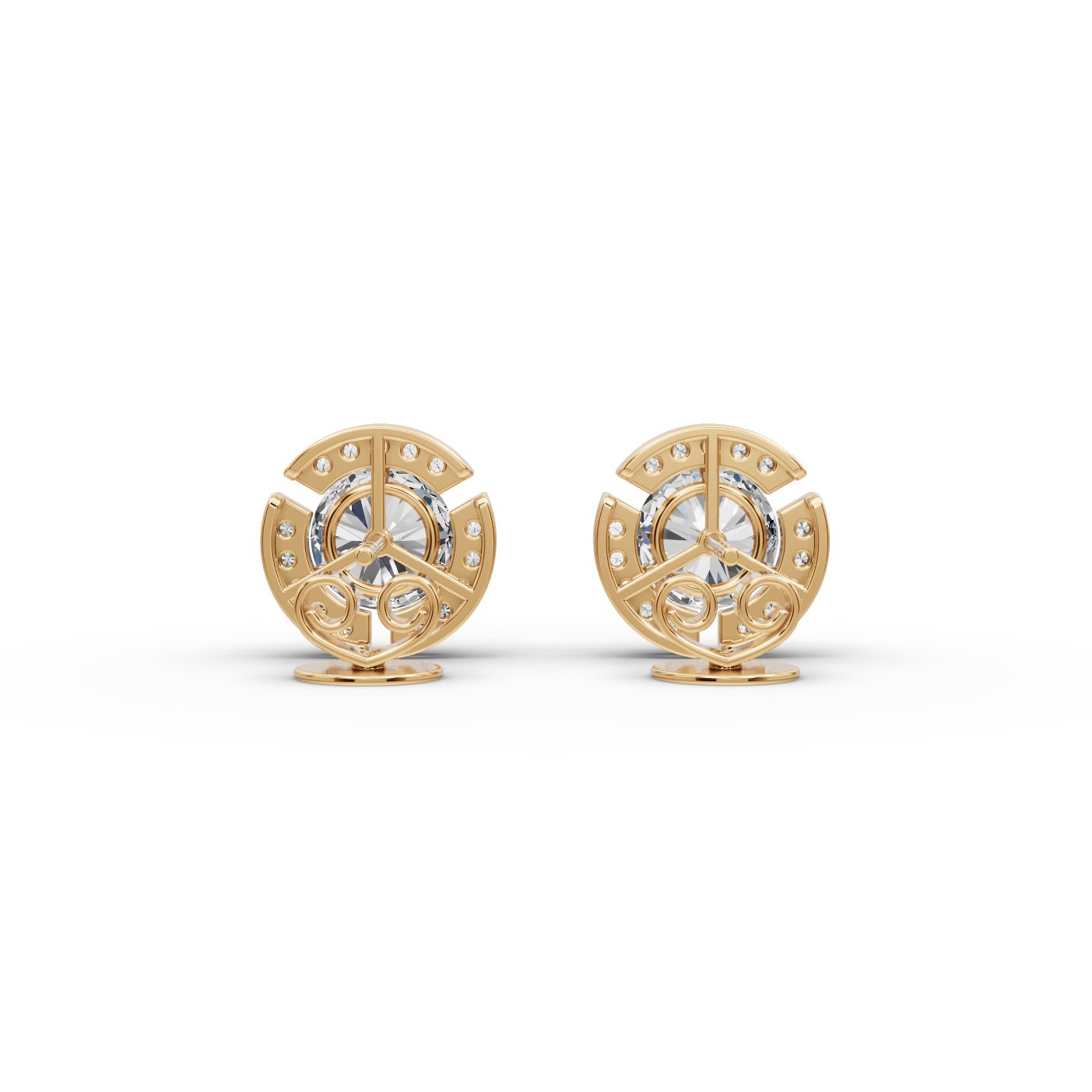 Brilliant Dew Round Lab-Grown Diamond Studs Earring in yellow gold