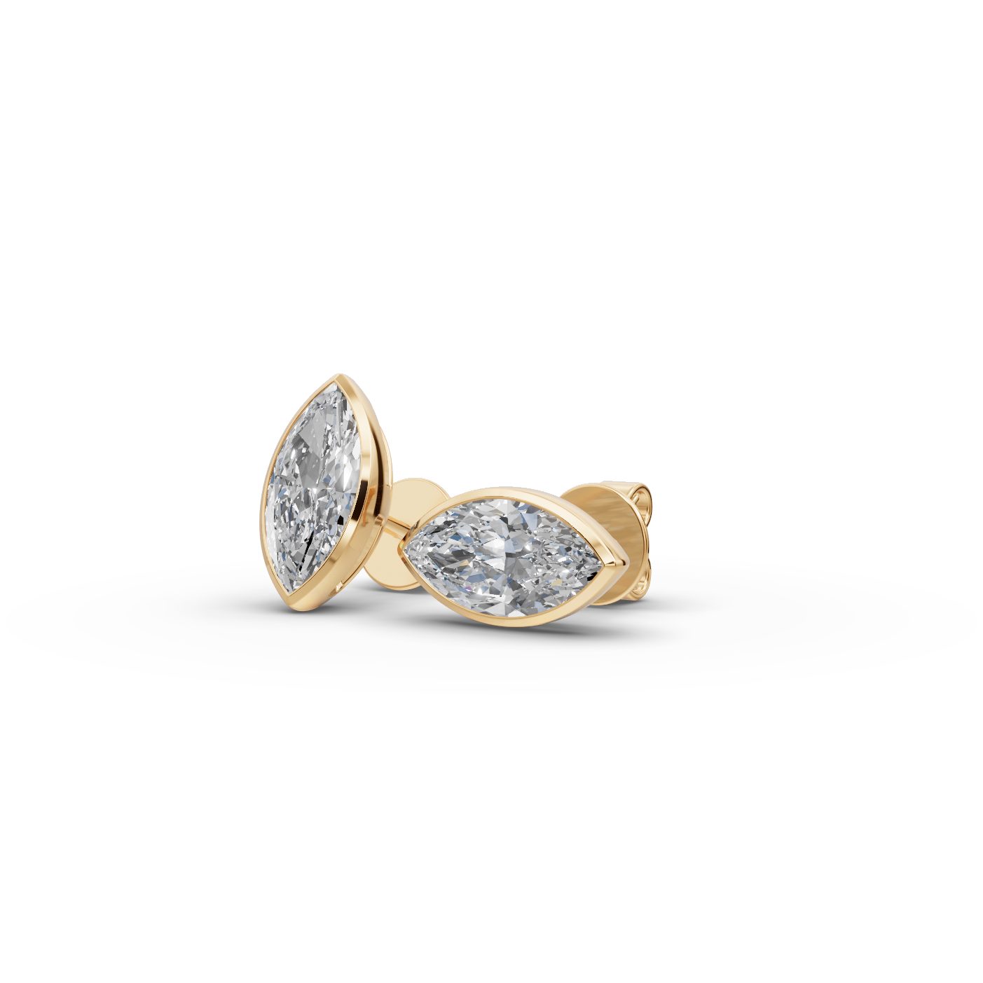 Opulent Sparkle Marquise Lab-Grown Diamond Studs Earring in yellow gold, set with lab-grown diamonds