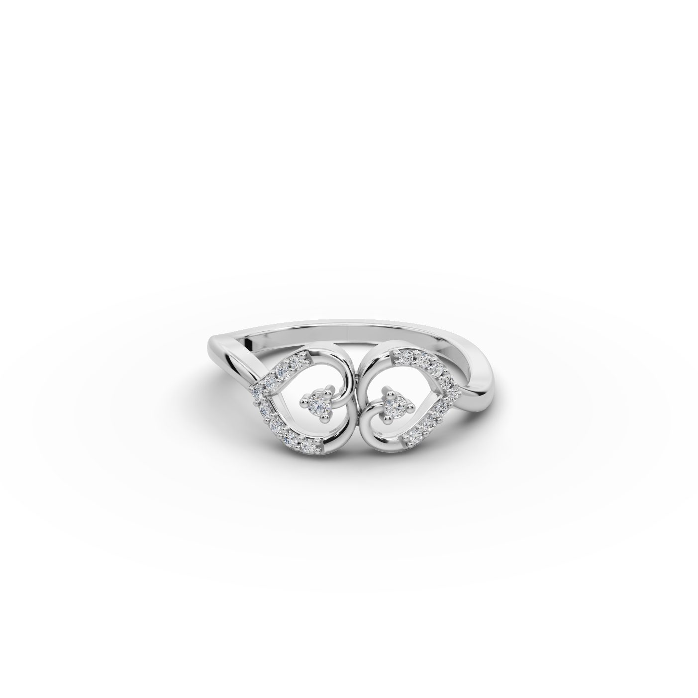 Iconic Promise Twin Heart Lab-Grown Diamond Silver Ring in silver, set with lab-grown diamonds