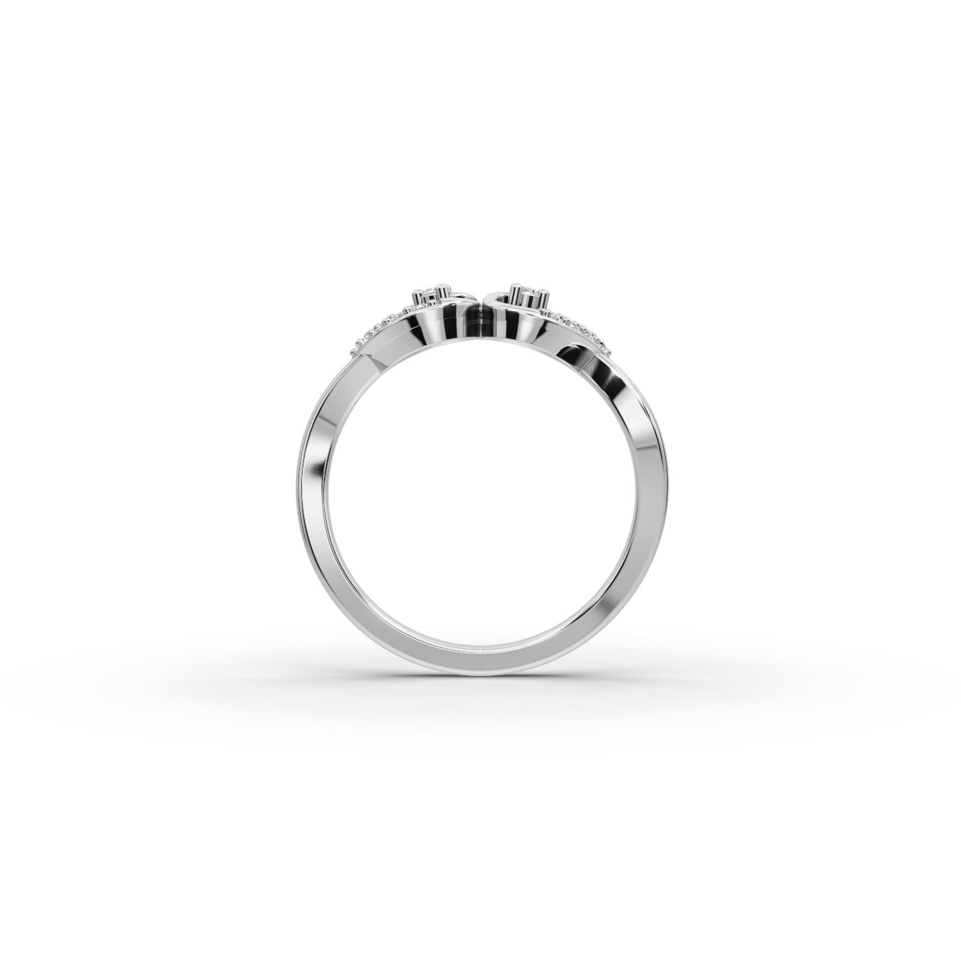 Iconic Promise Twin Heart Lab-Grown Diamond Silver Ring in silver